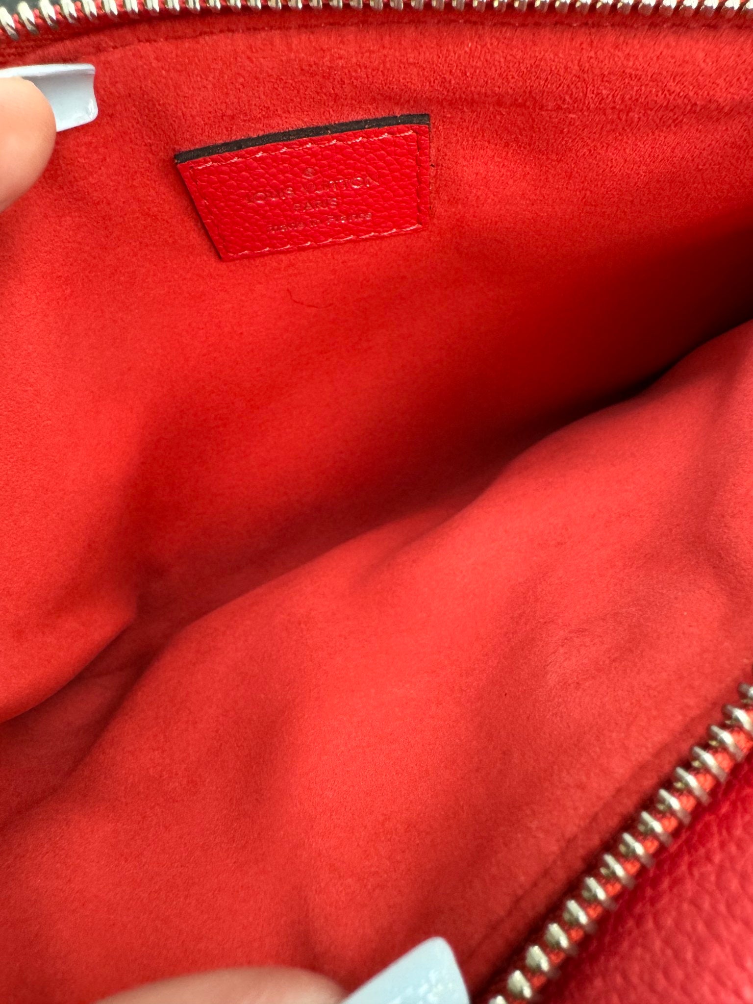 Louis Vuitton Coral Red Monogram Empreinte Leather Twice Bag