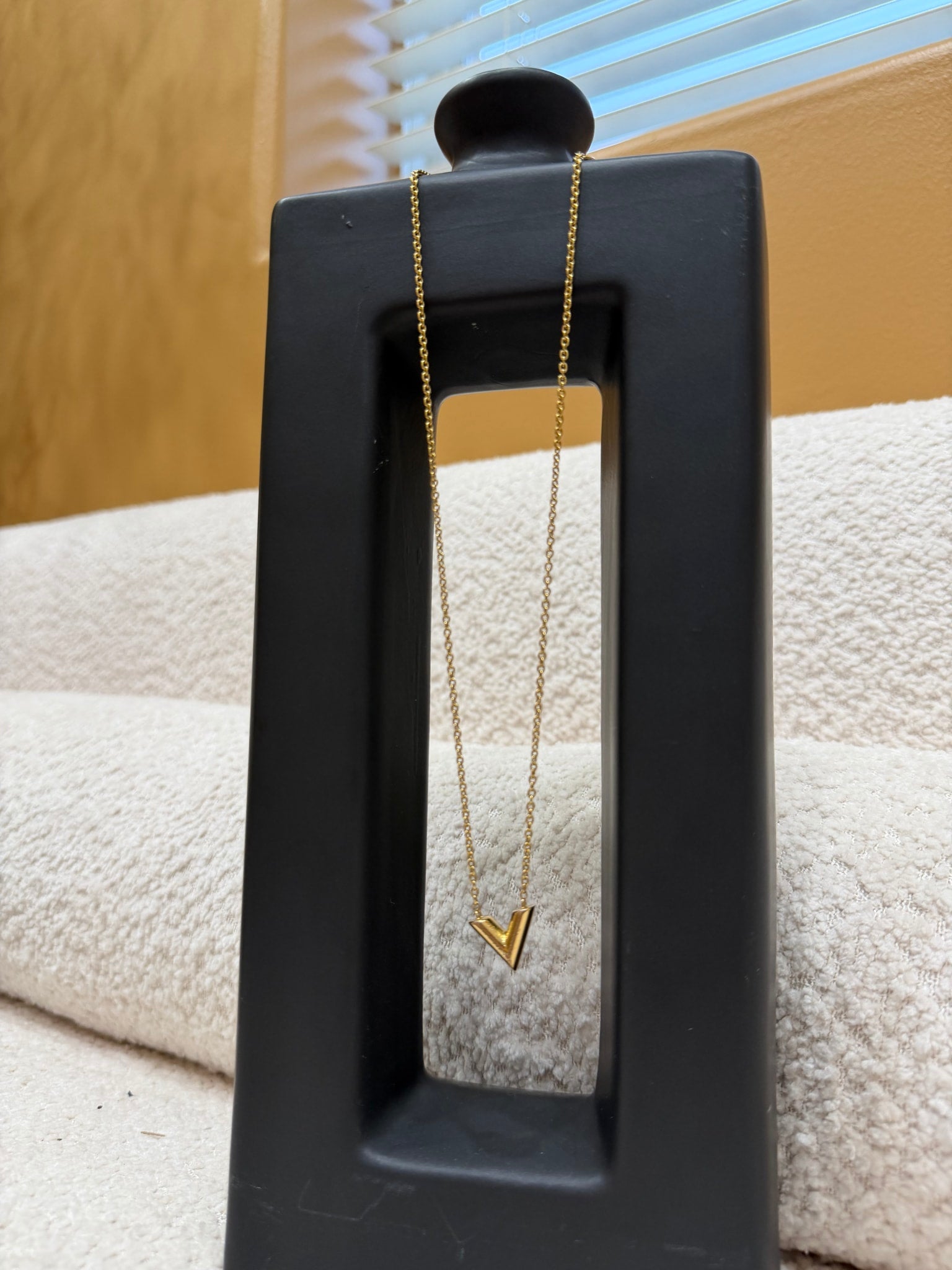 Louis Vuitton Gold Tone Essential V Necklace 