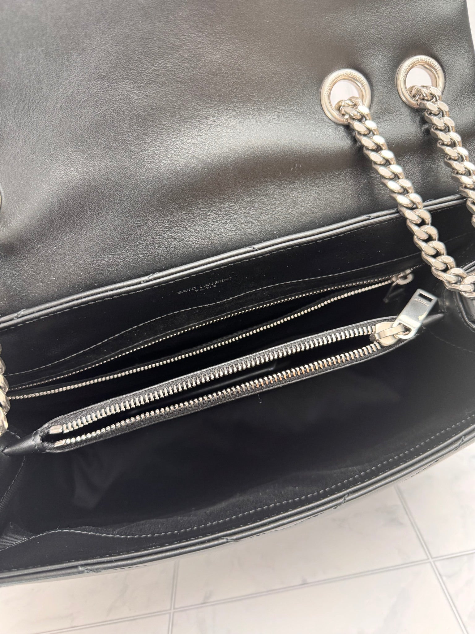 LIKE NEW - Saint Laurent YSL Black Quilted Lou Lou Medium Shoulder Bag
