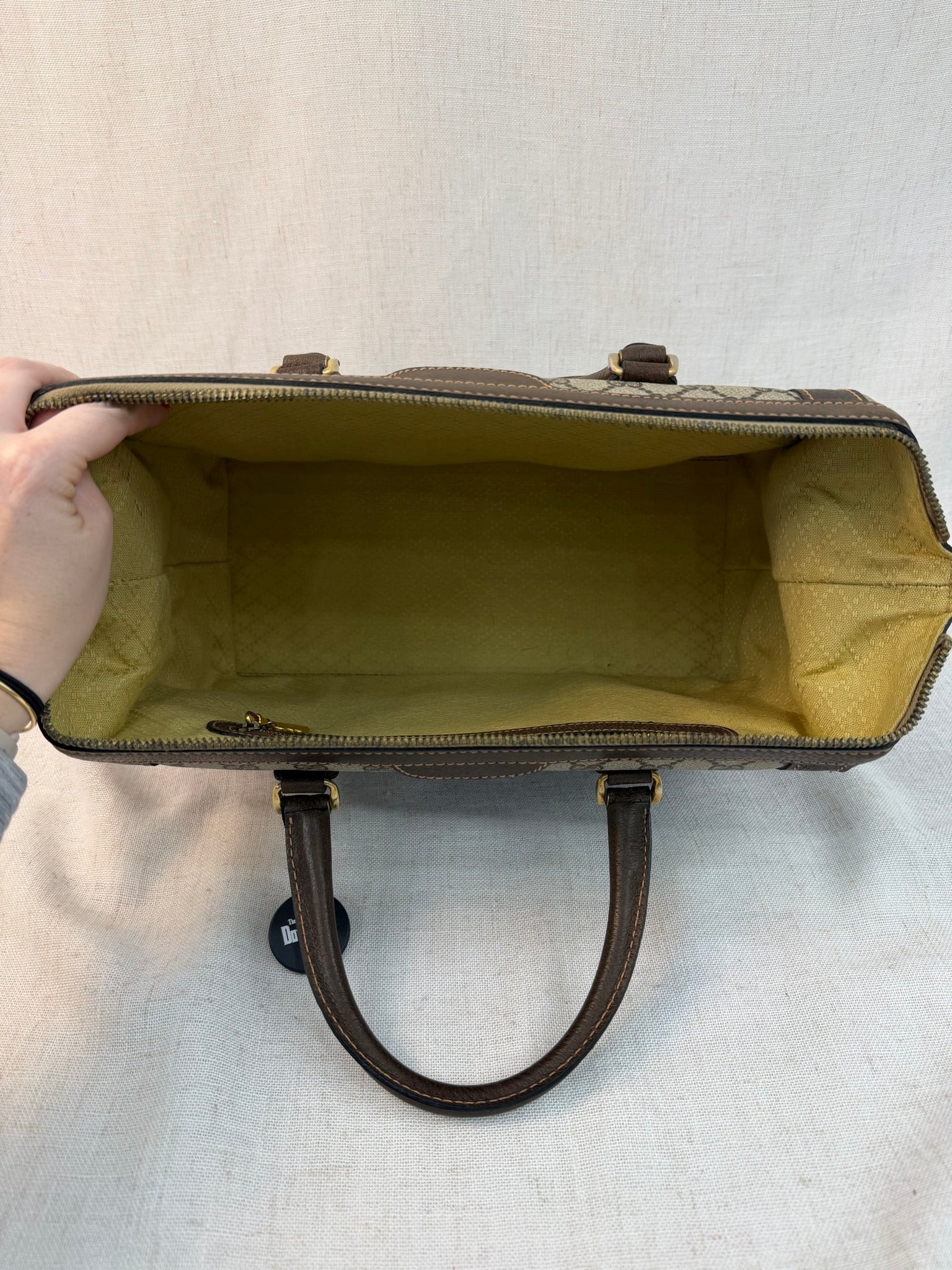 Gucci Brown Coated Canvas GG Print Vintage Boston Bag