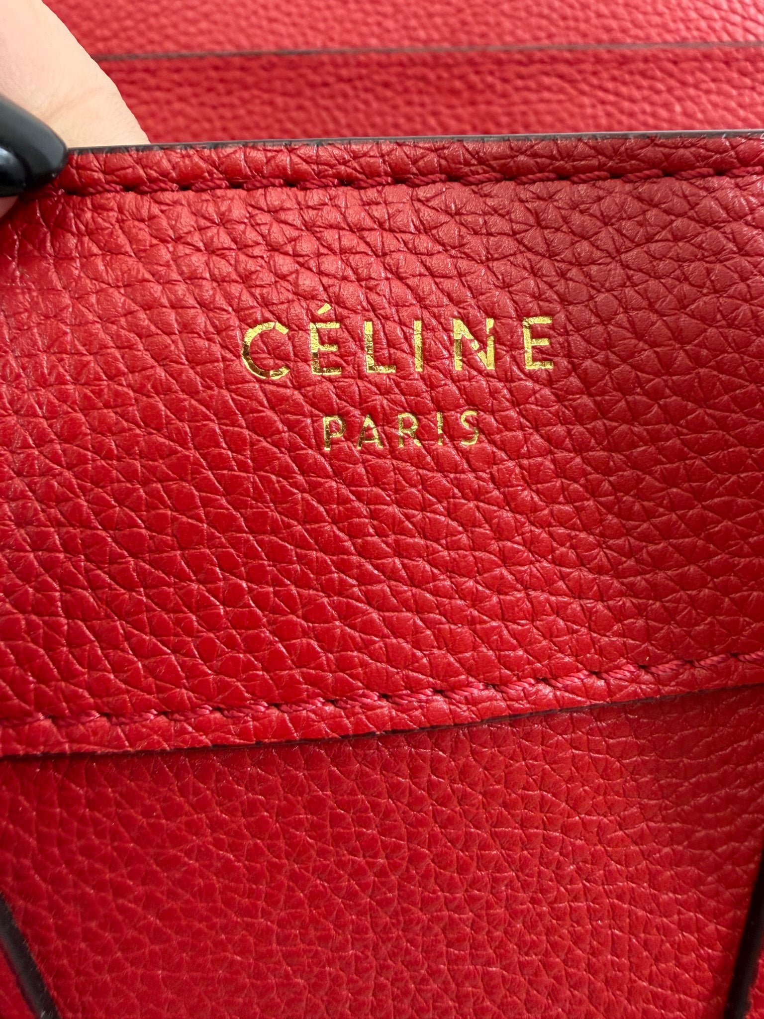 Celine Red Leather Micro Luggage Tote