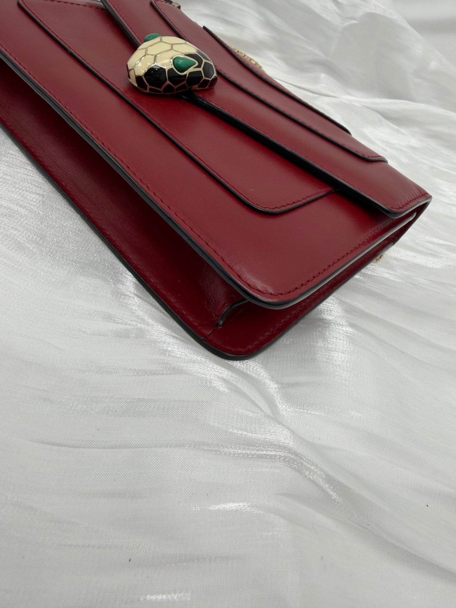 Bvlgari Red Leather Small Serpenti Forever Chain Bag