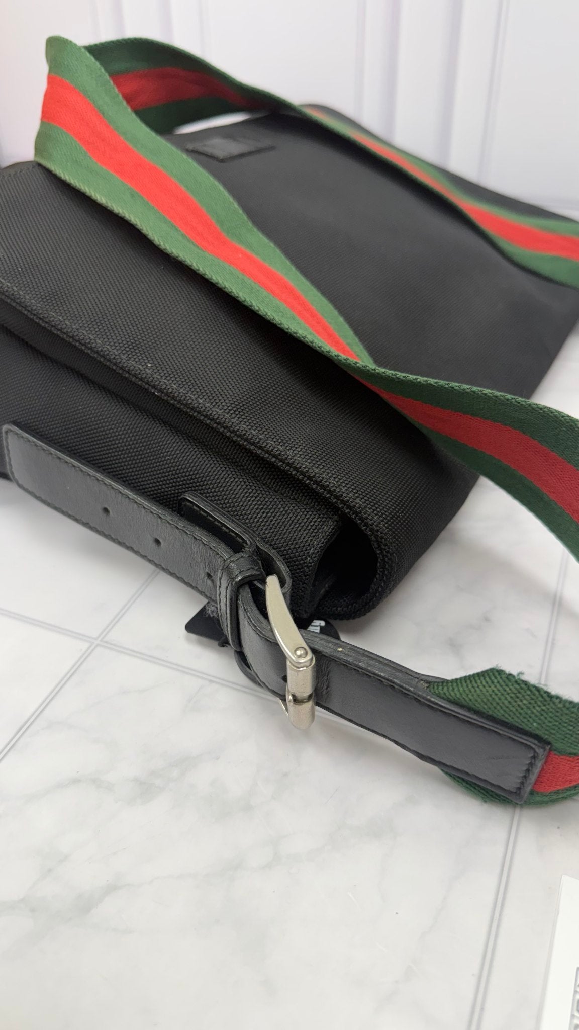 Gucci Black Techno Canvas Web Messenger Bag
