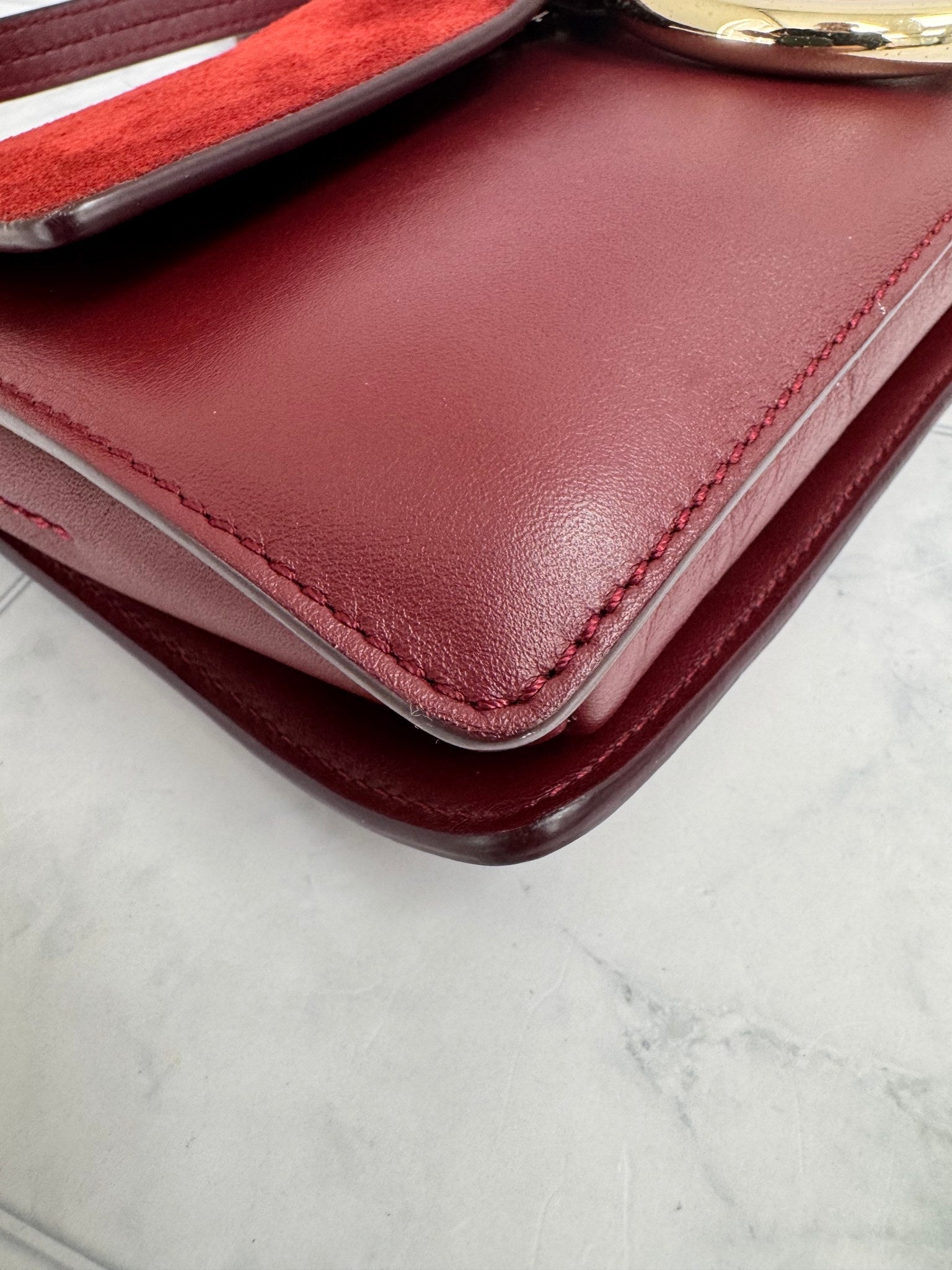 Chloe Red Suede And Leather Small Faye Crossbody Bag