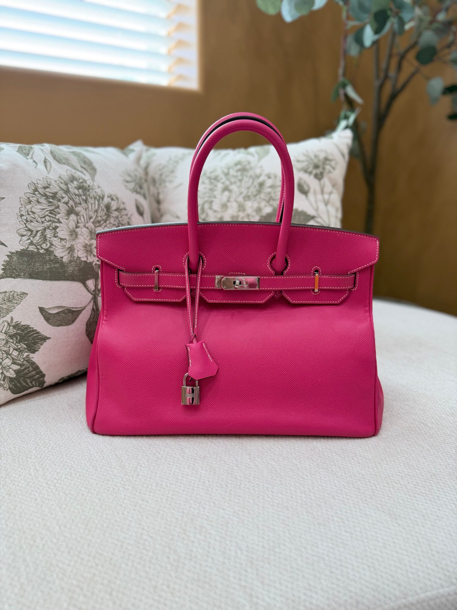Hermes Rose Tyrien Epsom Leather Birkin 35
