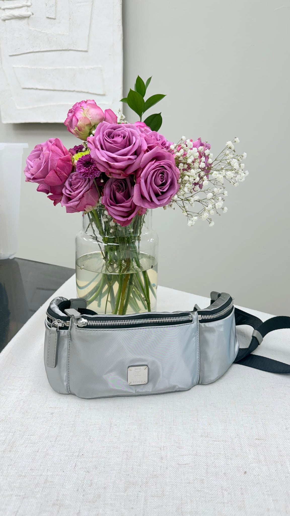 MCM Silver Nylon Jemison Crossbody 