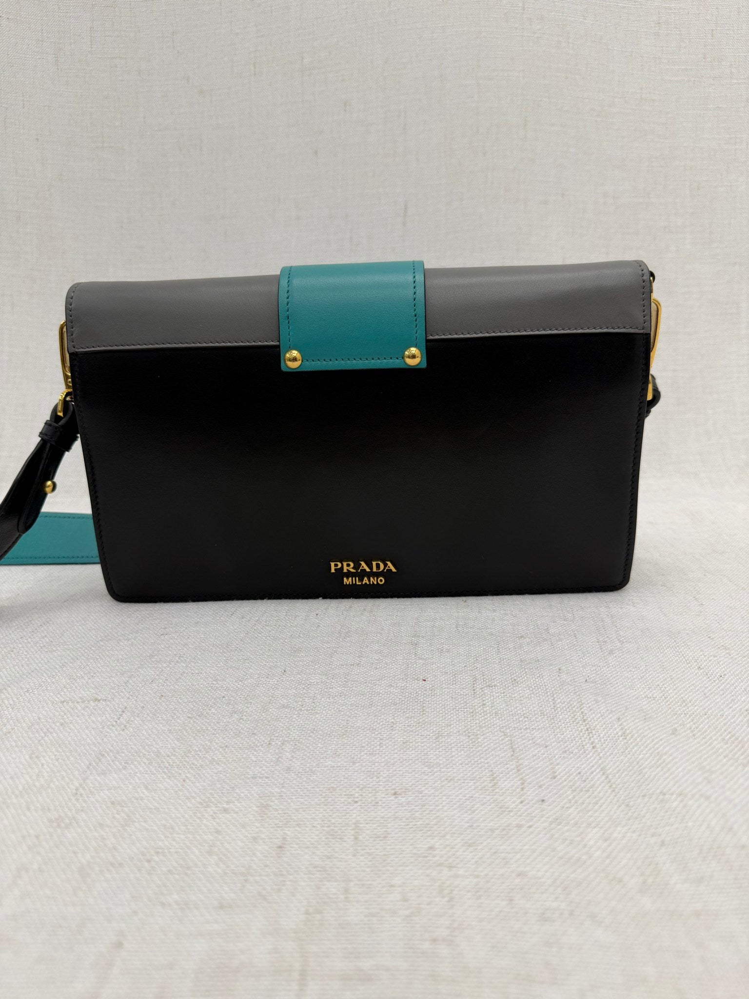Prada Tricolor Leather Ribbon Flap Shoulder Bag