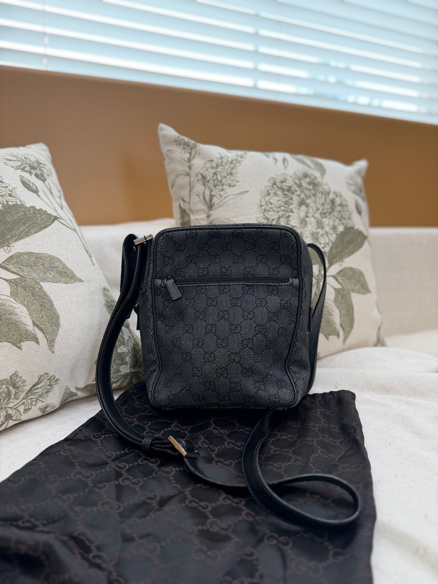 Gucci Black GG Jacquard Messenger Crossbody
