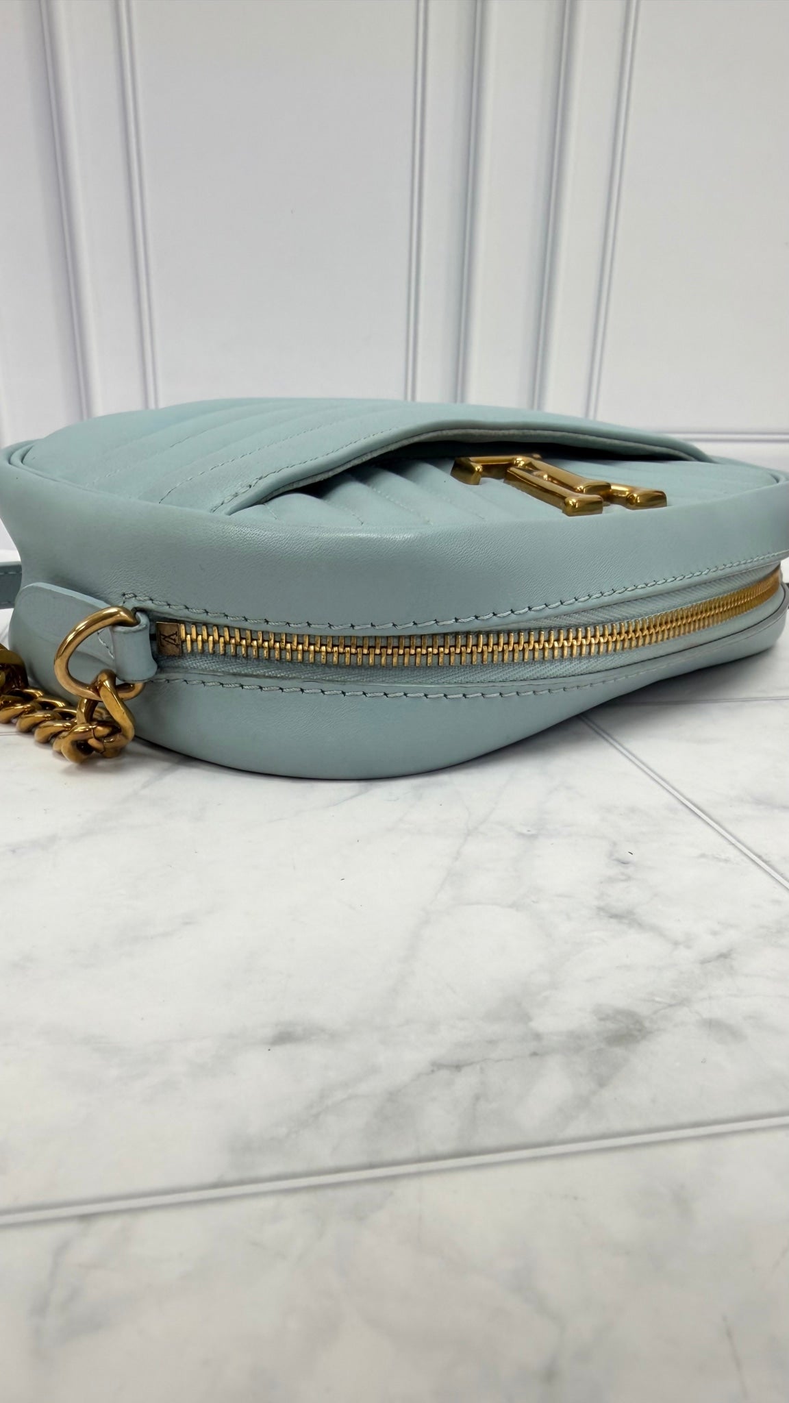 Louis Vuitton Light Blue Quilted Calfskin New Wave Camera Bag