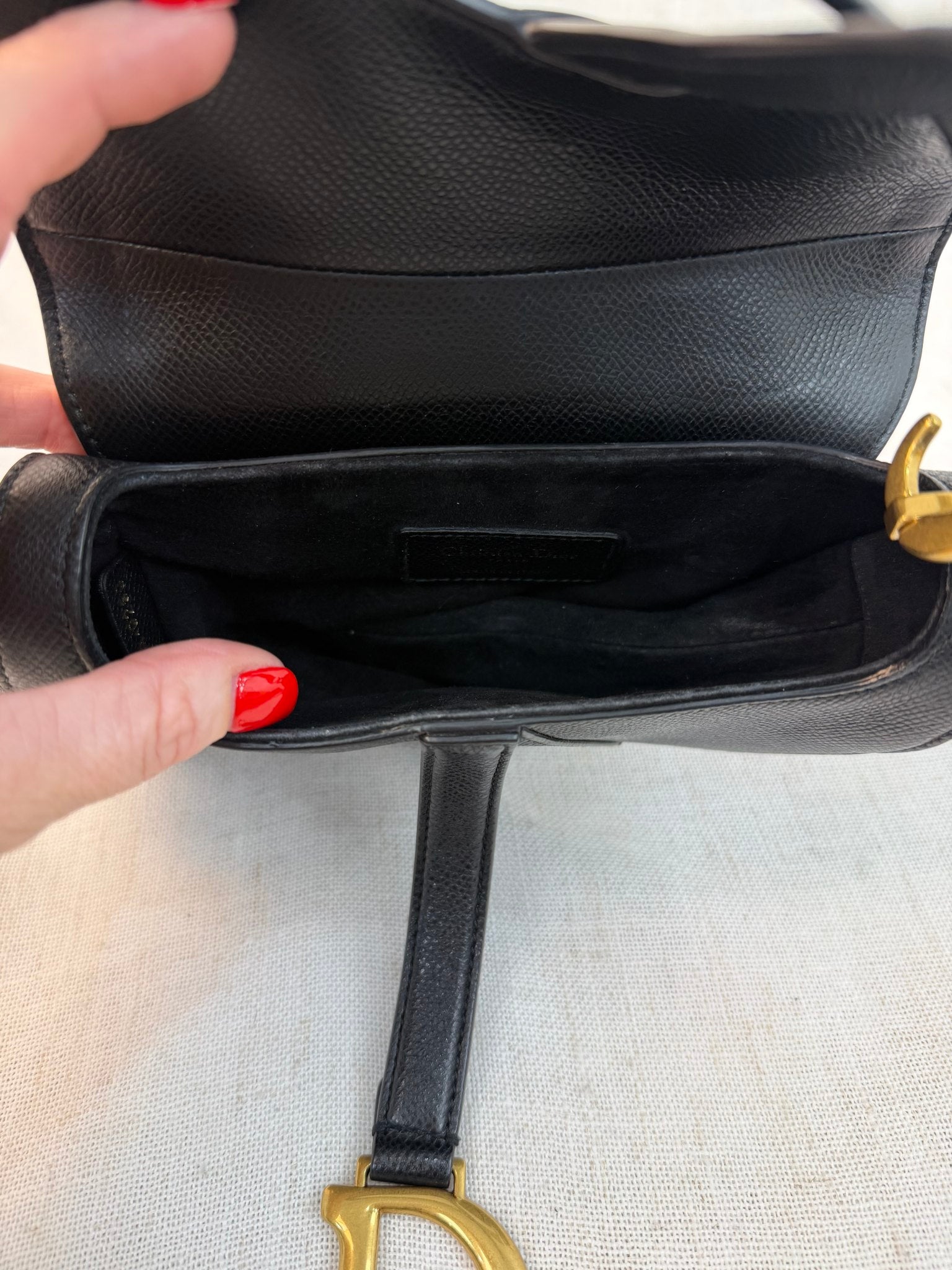 LIKE NEW-Christian Dior Black Leather Mini Saddle Bag