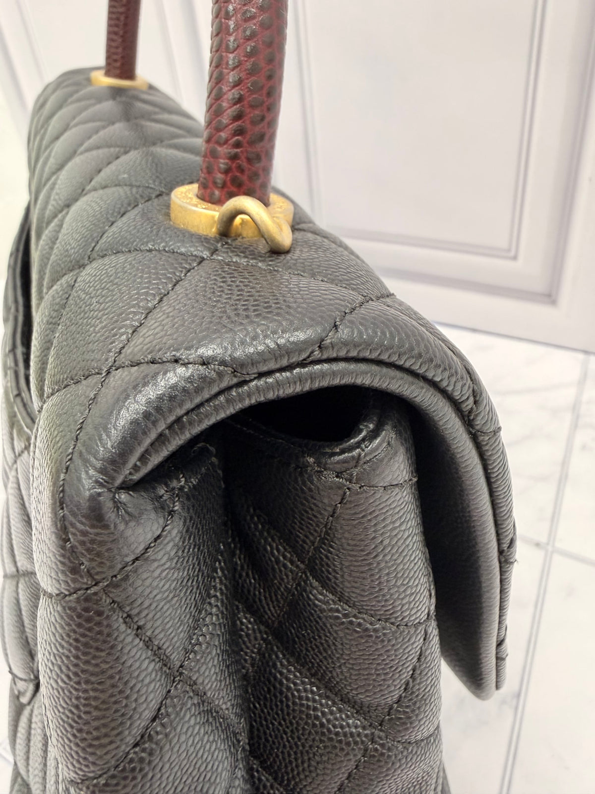 Chanel Black Caviar Quilted Medium Coco Handle Flap Bag