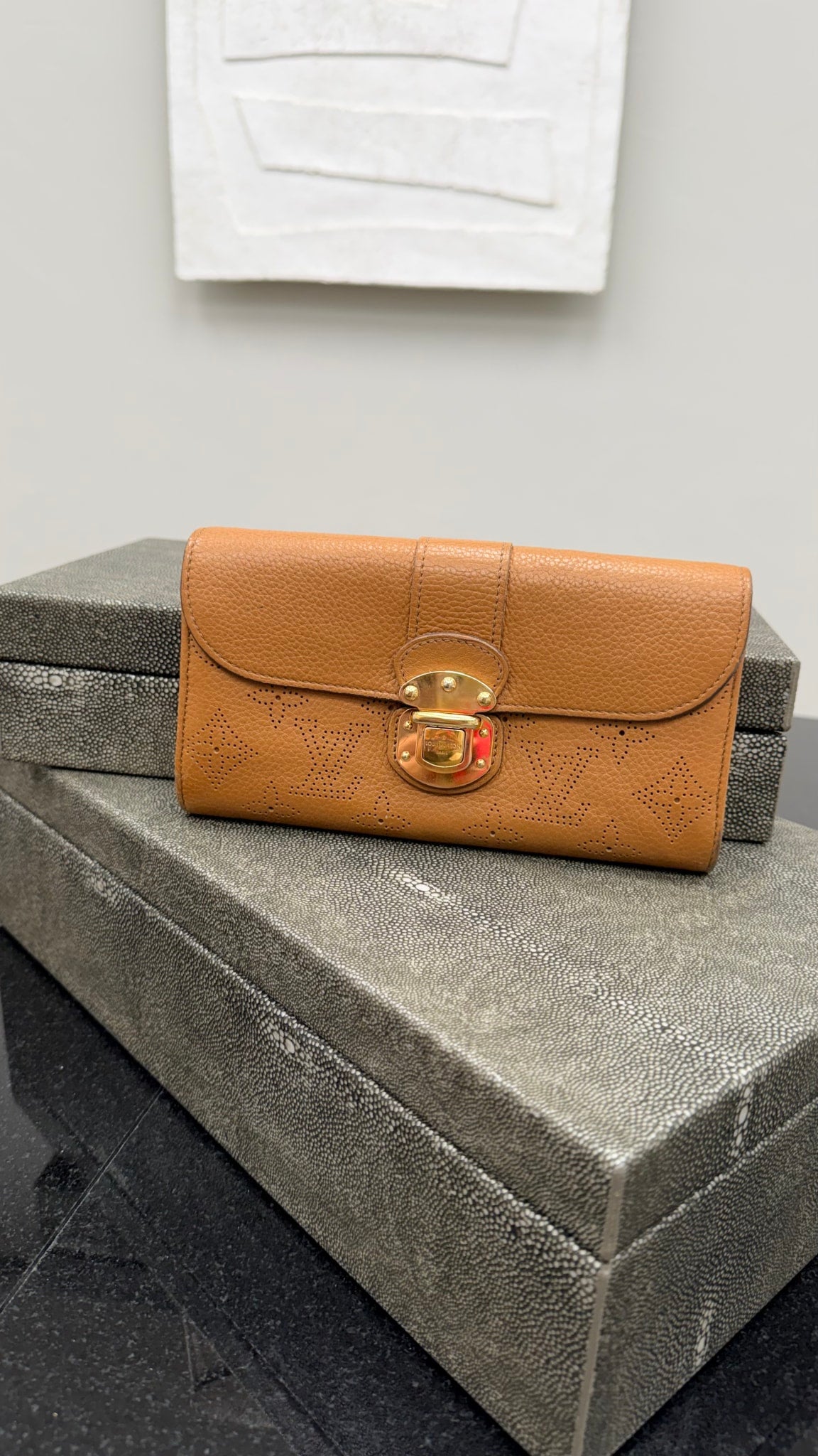 Louis Vuitton Tan Mahina Leather Iris Long Wallet