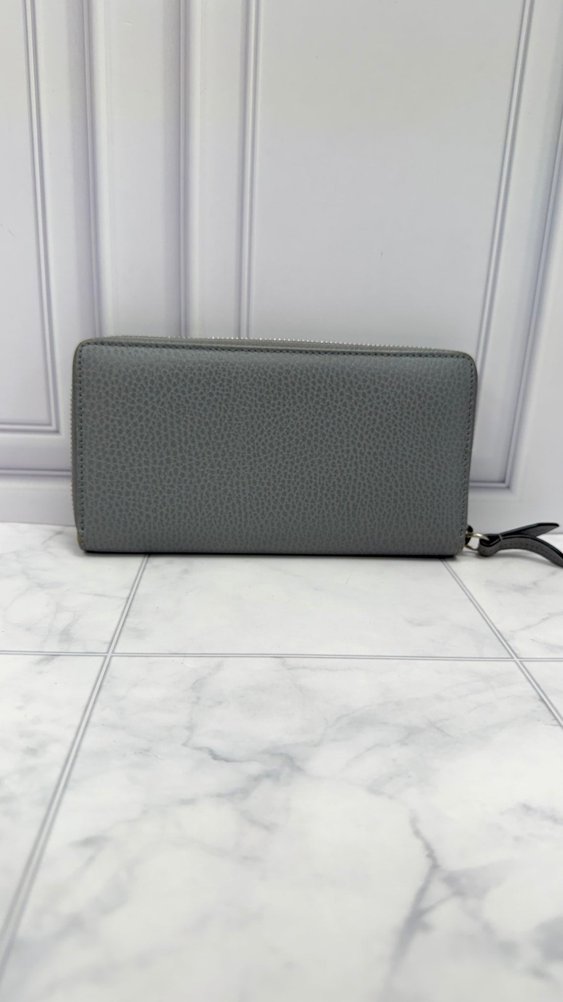 Gucci Grey Leather Monochrome Marmont Zippy Wallet