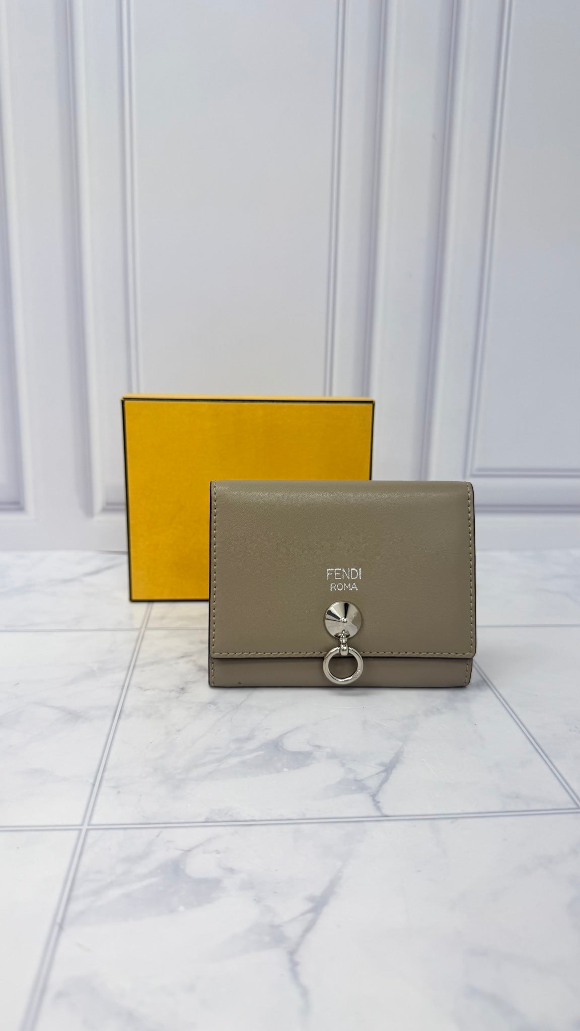 Fendi Taupe Leather By The Way Compact Wallet 