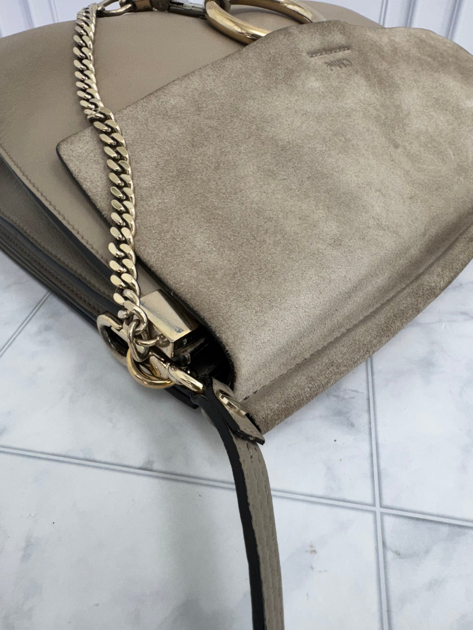Chloe Taupe Leather Faye Medium Crossbody Bag