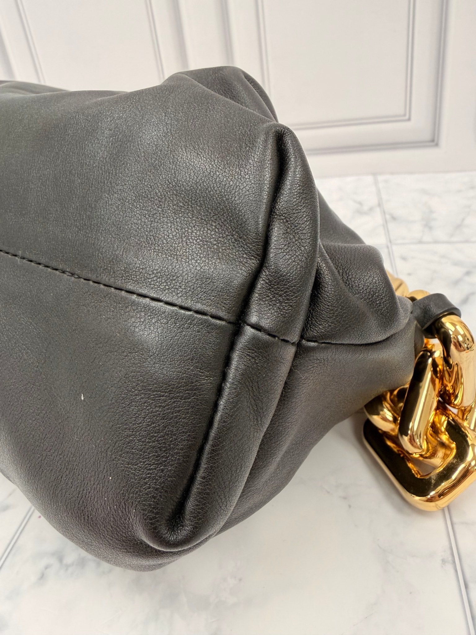 Bottega Veneta Black Calfskin & Gold The Chain Pouch 