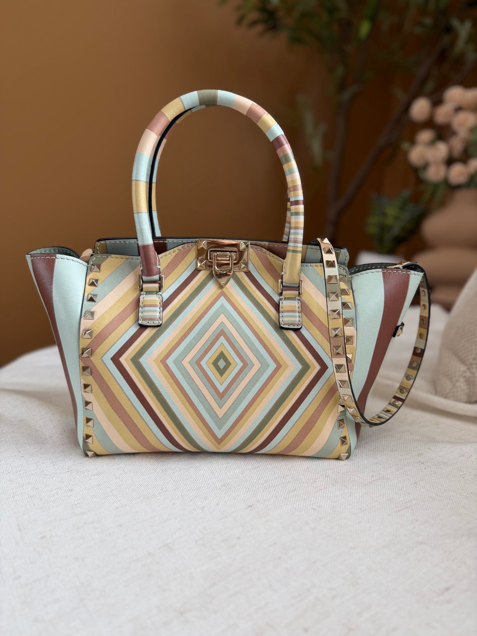 Valentino Multicolor Leather Native 1975 Rockstud Bag