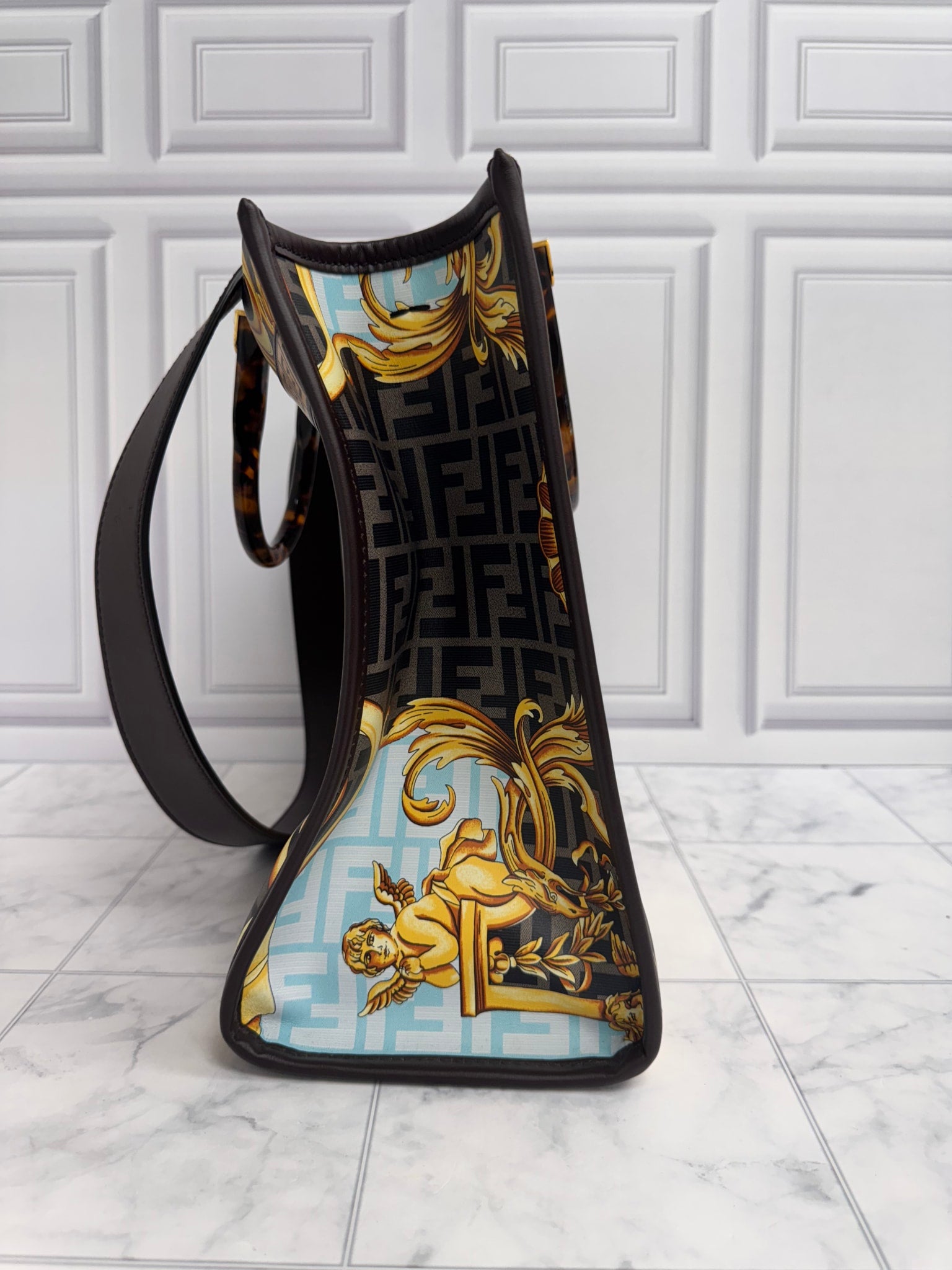 Fendi X Versace Multicolor Coated Canvas Fendace Sunshine Tote Bag