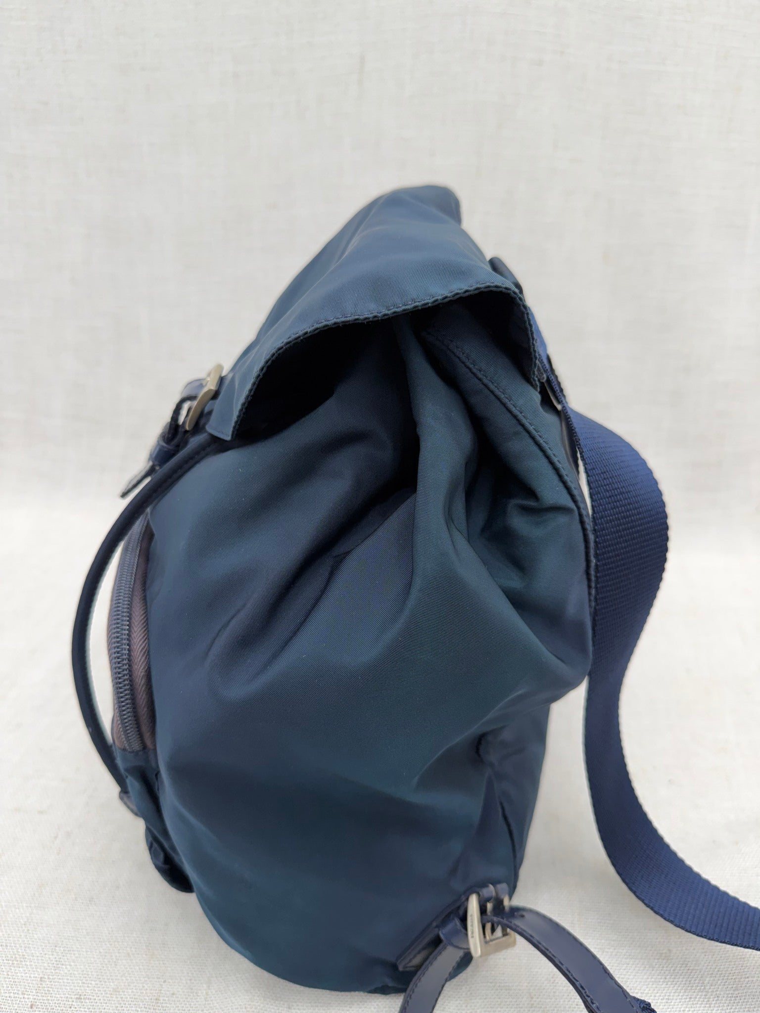 Prada Navy Nylon Drawstring Backpack