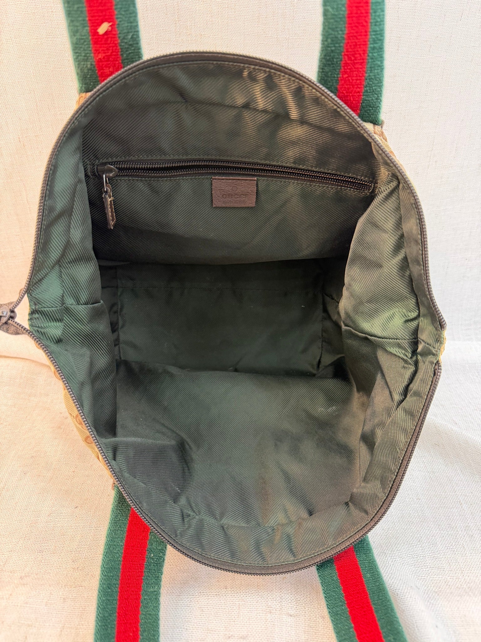 Gucci Brown Canvas Web Tote Bag