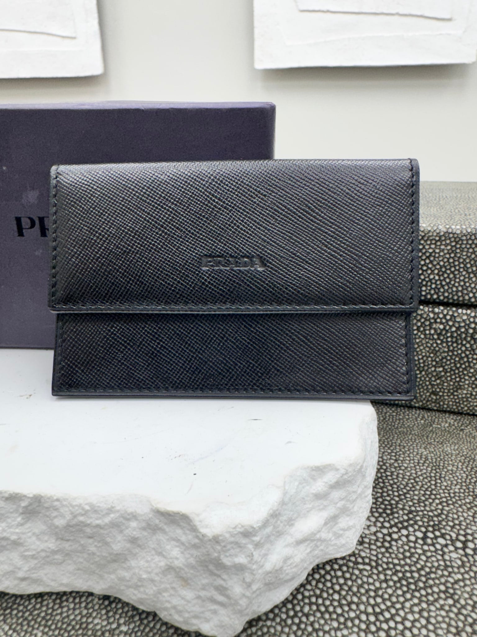 LIKE NEW - Prada Black Saffiano Leather Card Case