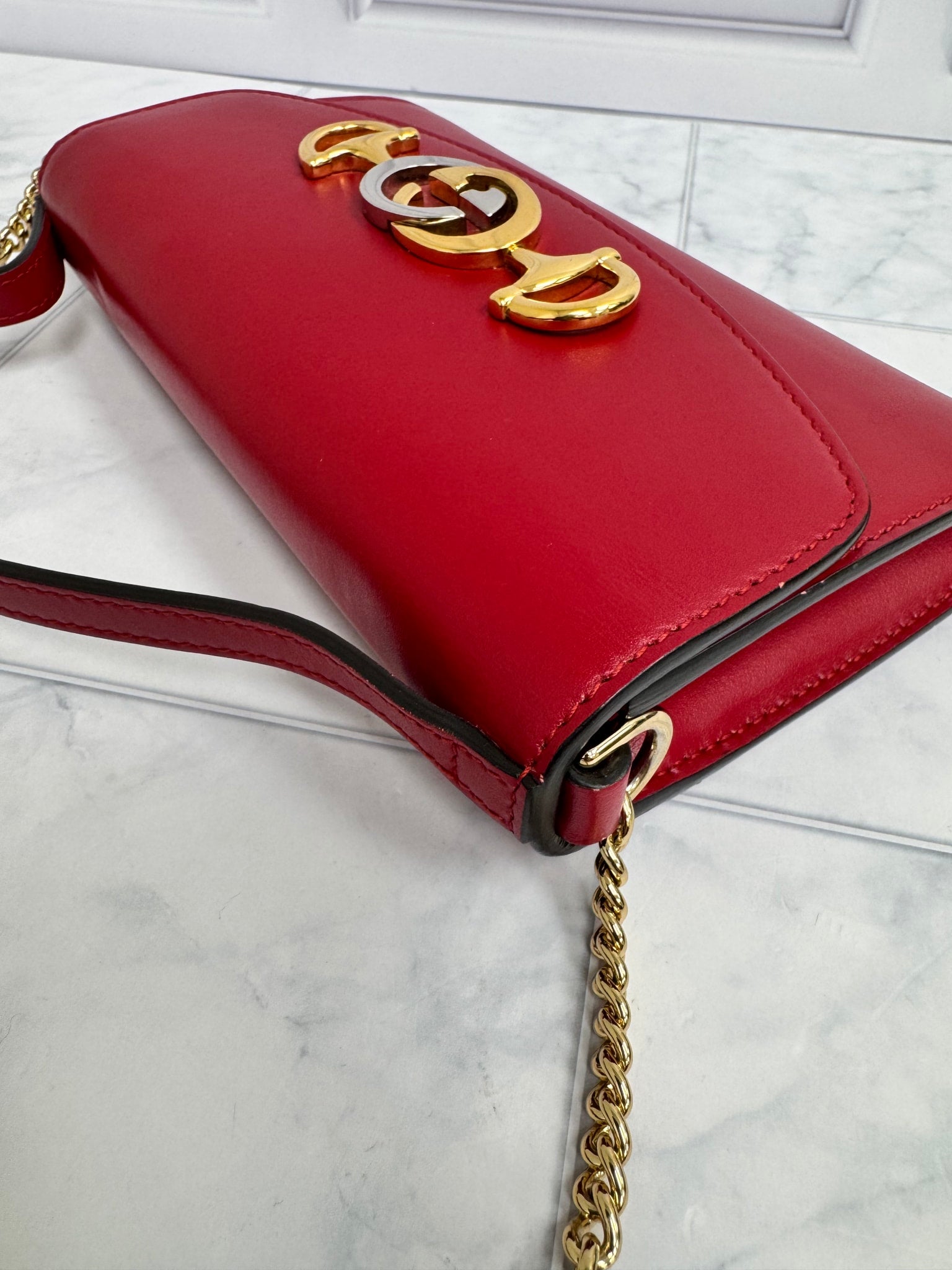Gucci Red Leather Interlocking G Zumi 2Way Bag
