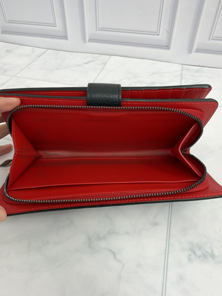 Christian Louboutin Black & Red Grained Leather Paloma Long Wallet
