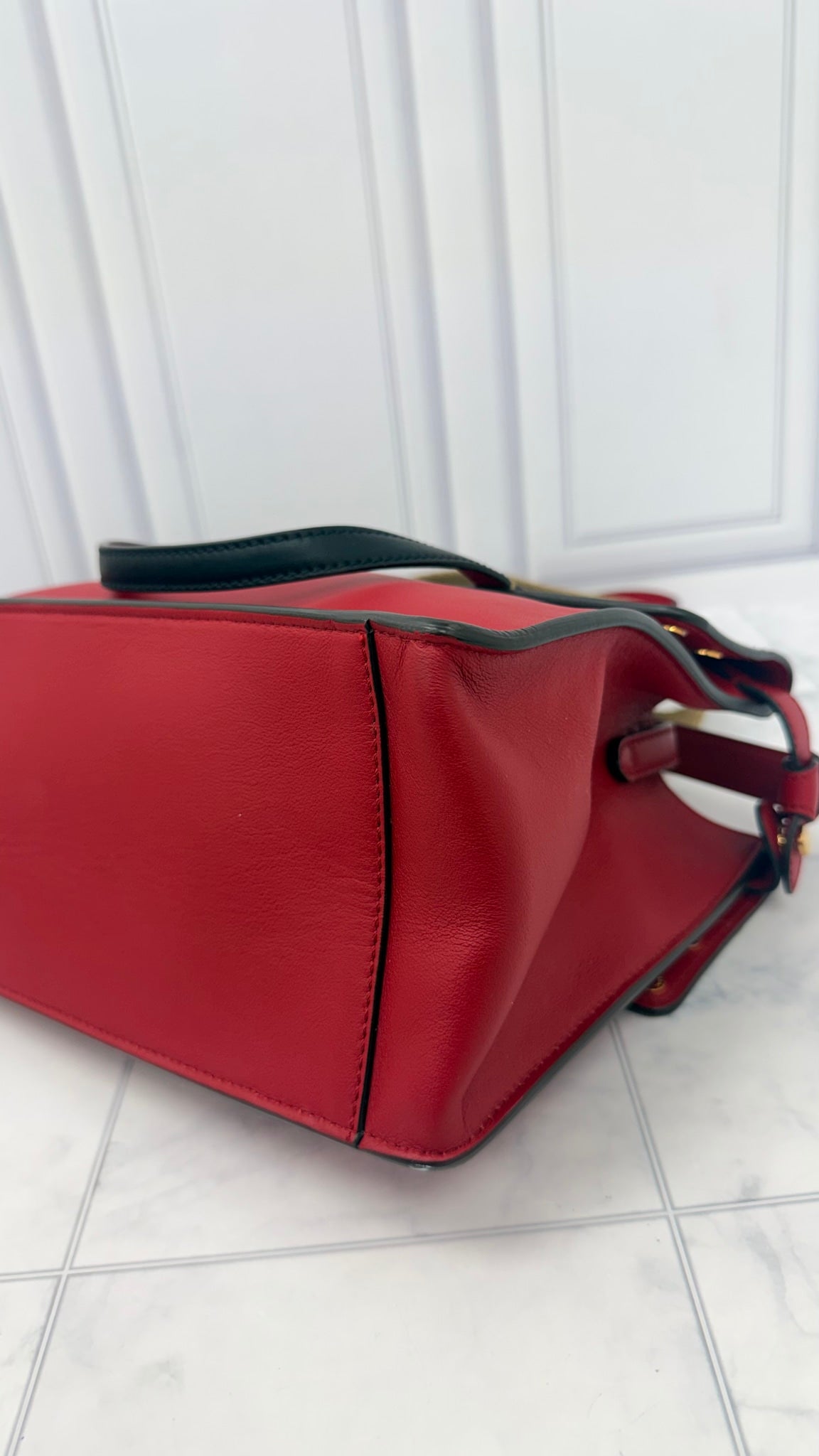 Fendi Red And Grey Leather Grace Small Flip 2Way Tote Bag 