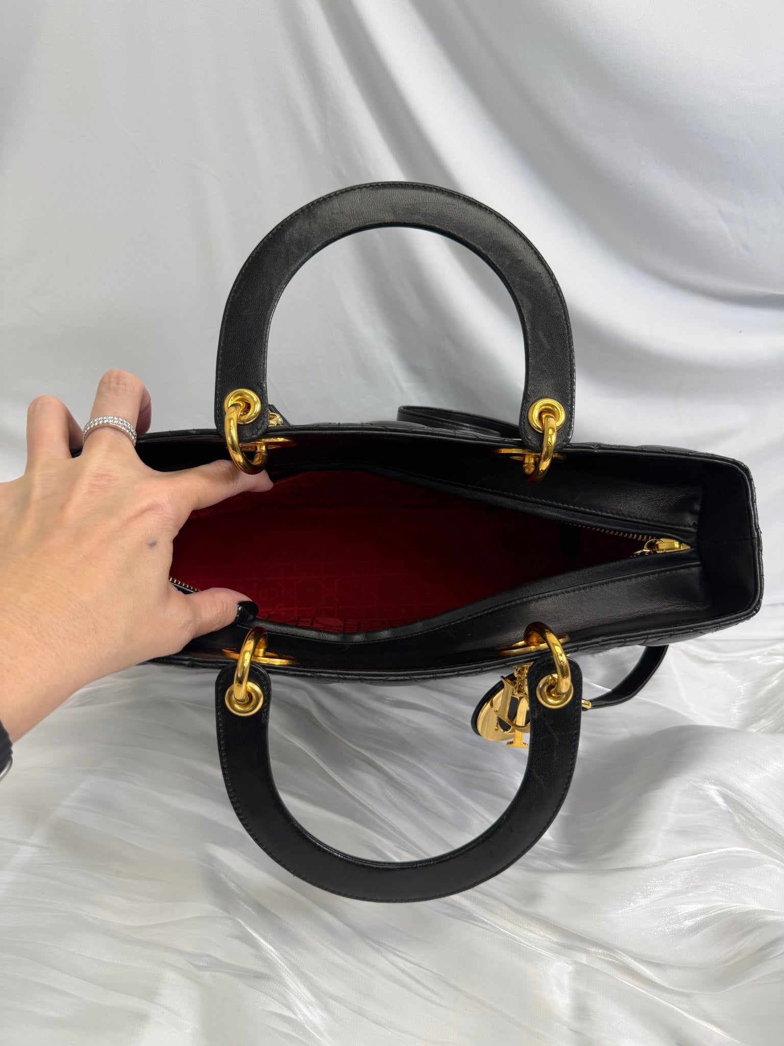 Christian Dior Black Cannage Lambskin Large Lady Dior