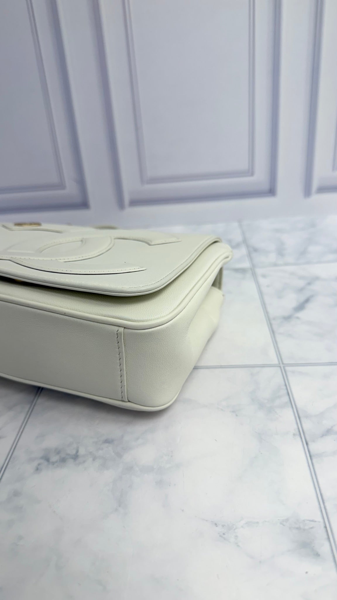 Chanel White Calfskin Leather Small Crossbody