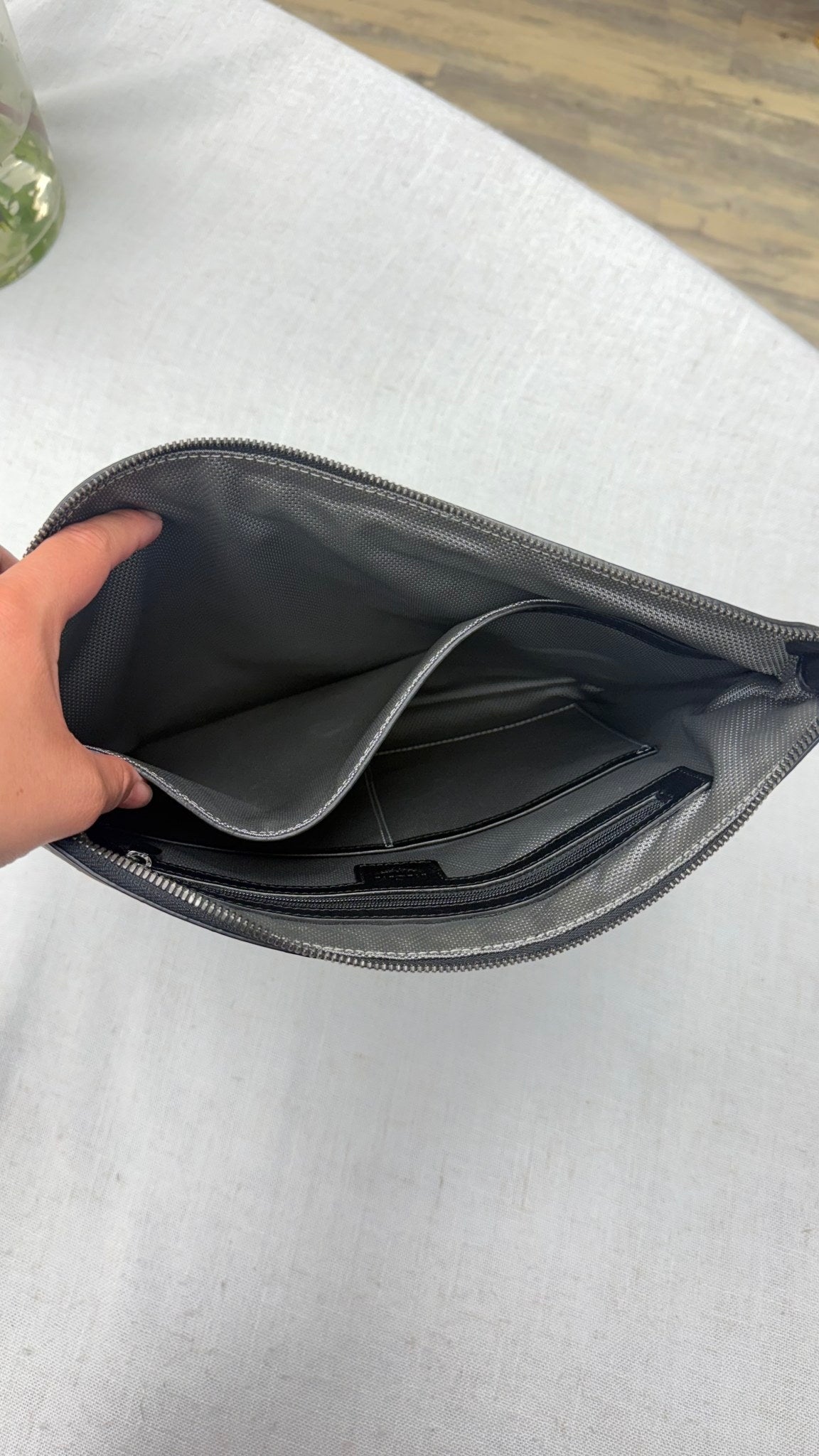 MCM Black Leather Studded Document Holder Pouch