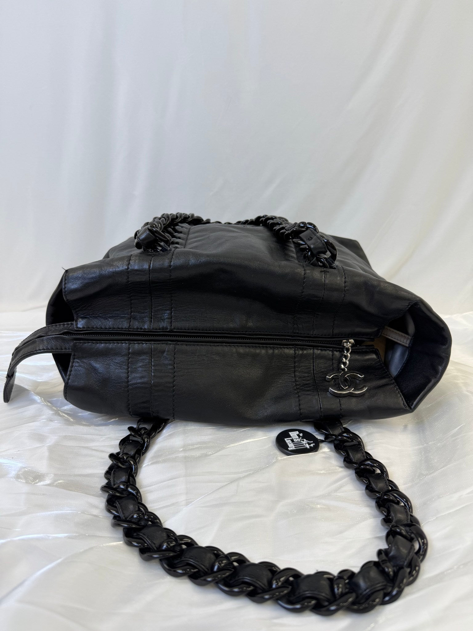 Chanel Black Caviar Leather Modem Chain Tote