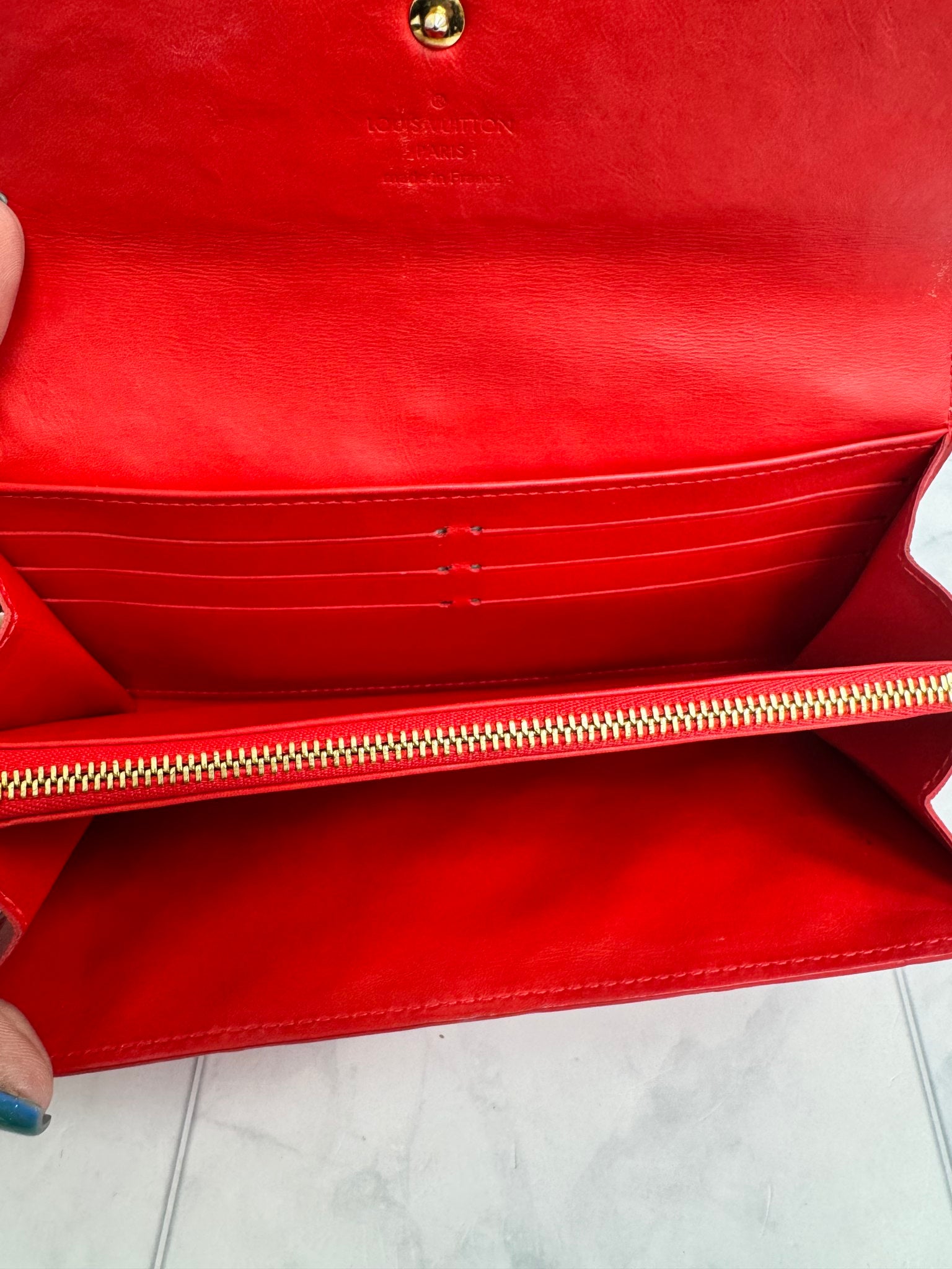 Louis Vuitton Red Patent Leather Vernis Sarah Long Wallet