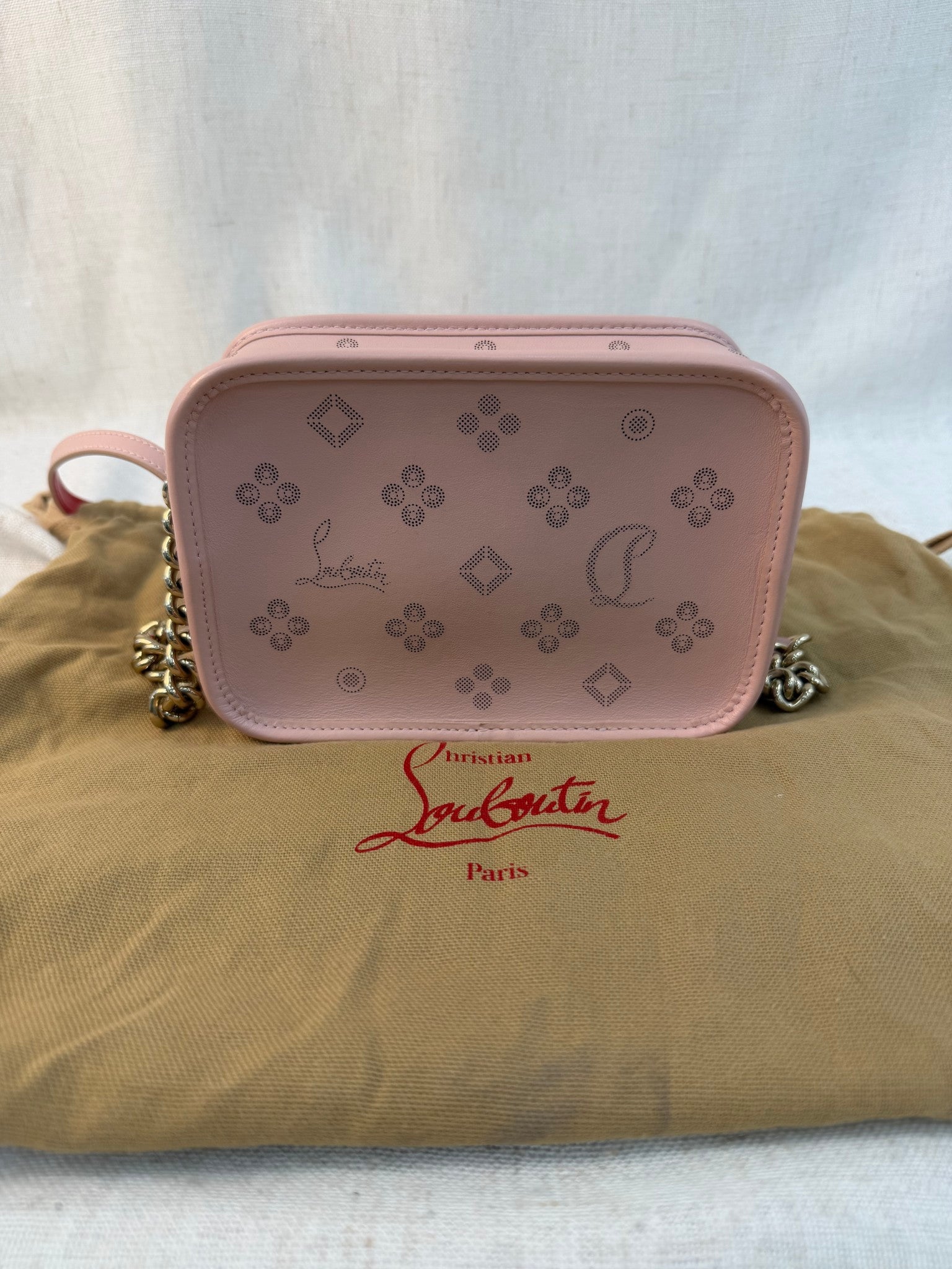 Christian Louboutin Light Pink Leather Raidioloubi Camera Bag