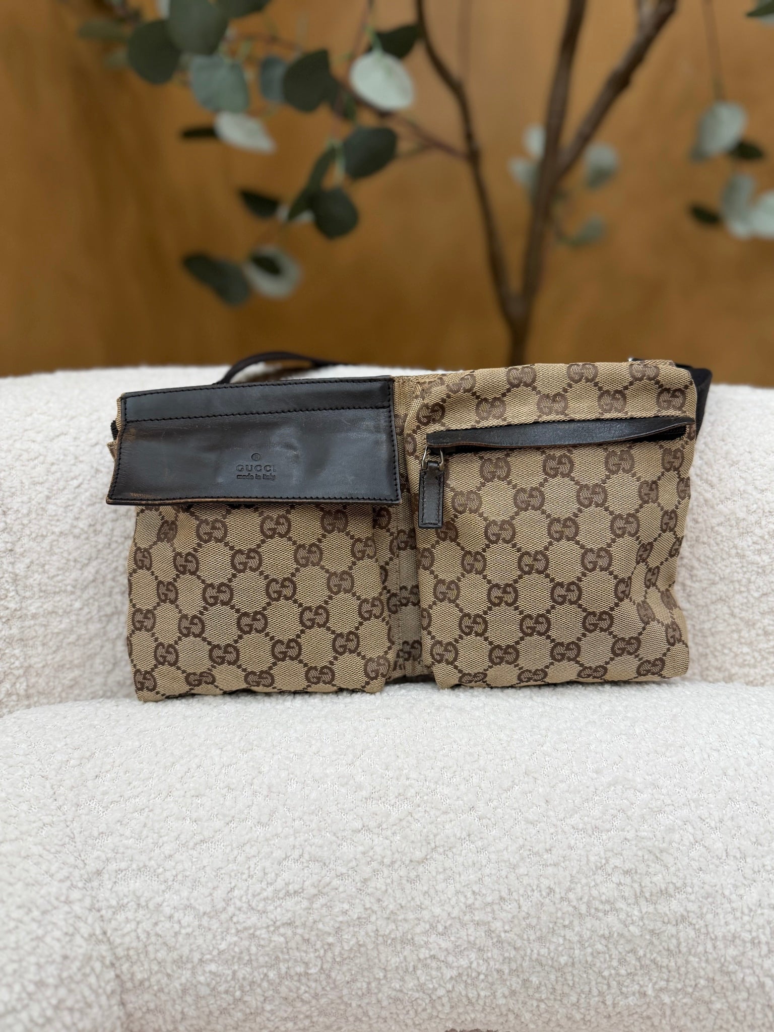 Gucci Brown Canvas GG Print Belt Bag