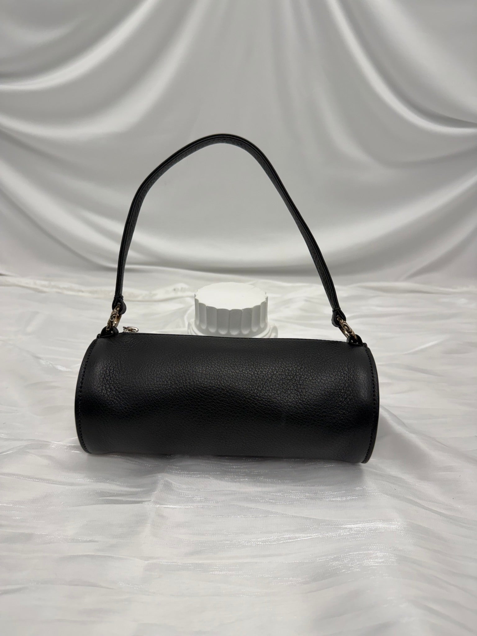 BRAND NEW- Chrome Hearts Black Leather Grinds Cemetery Cross Tube Bag