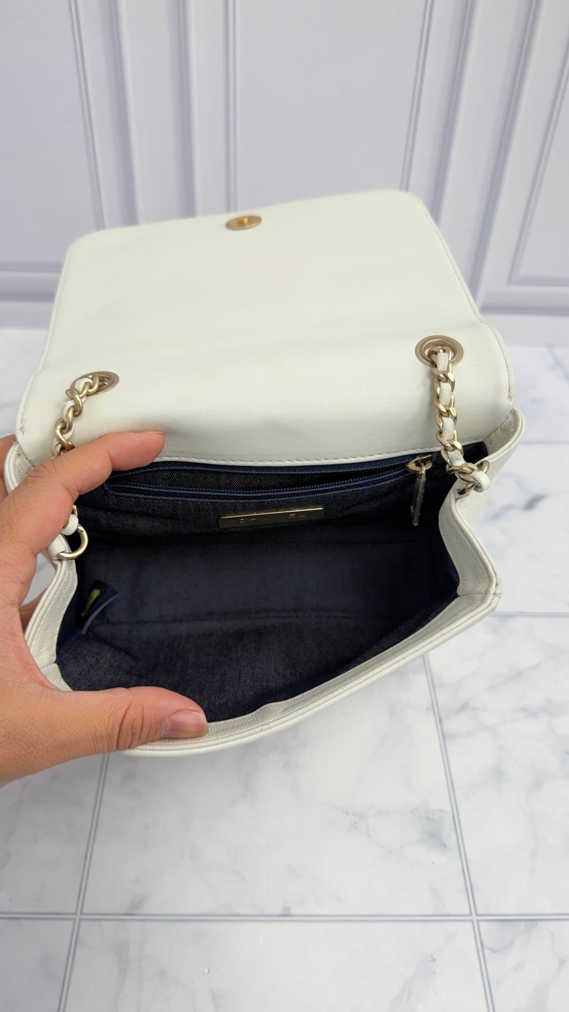 Chanel White Calfskin Leather Small Crossbody