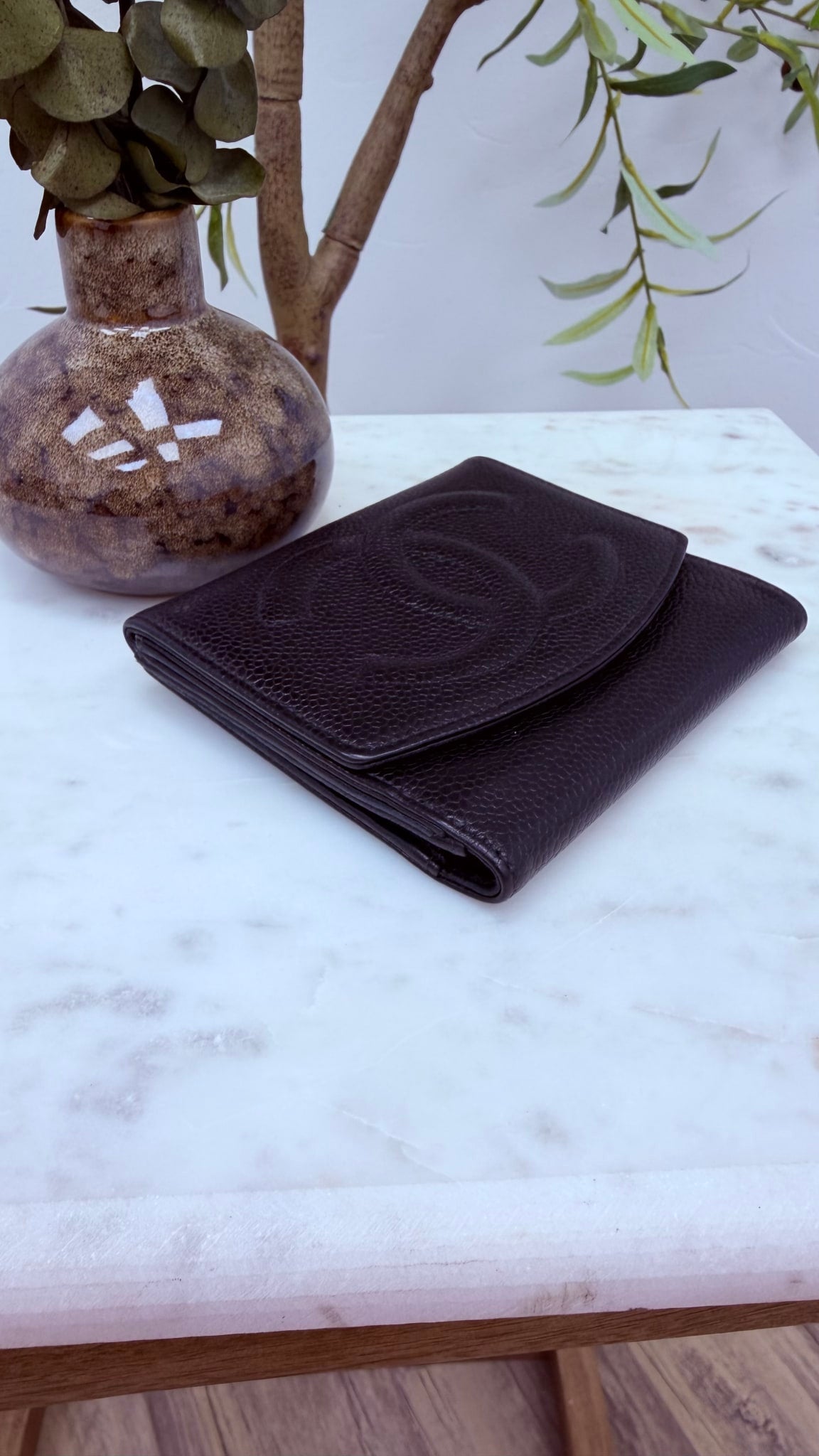 Chanel Black Caviar Timeless Compact Wallet