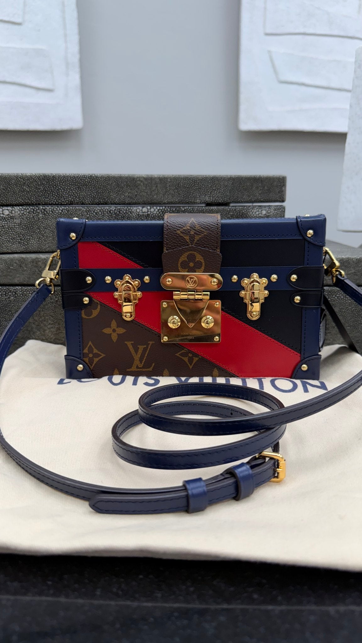 Louis Vuitton Monogram & Colored Leather Petite Malle Handbag