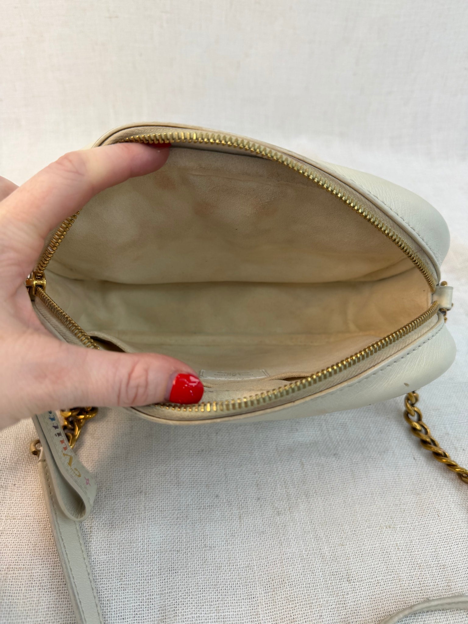 Louis Vuitton White Leather Wave Camera Bag