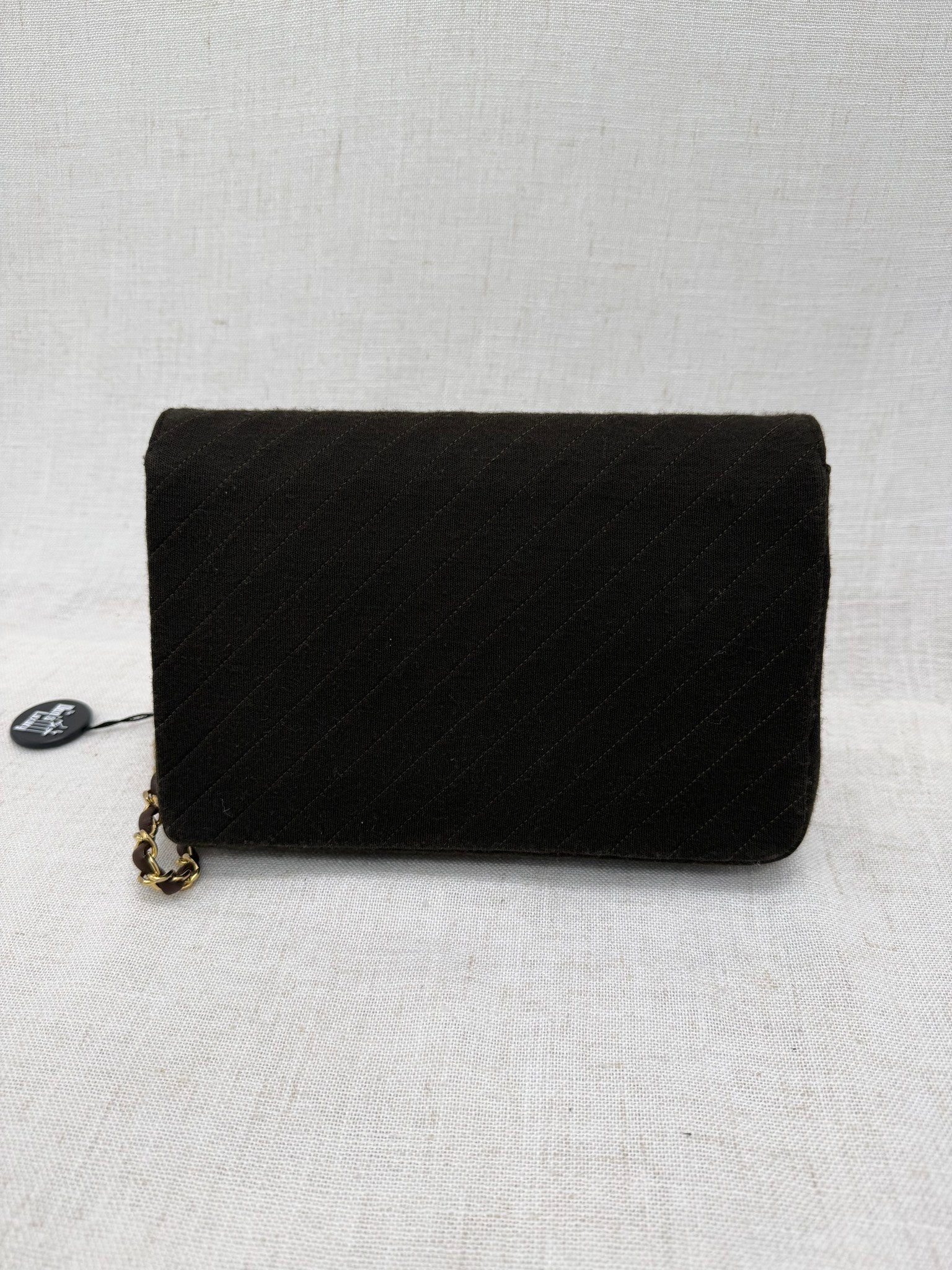 Chanel Chocolate Brown Diaginal Quilted Jersey Knit 24K Small Single Flap Bag