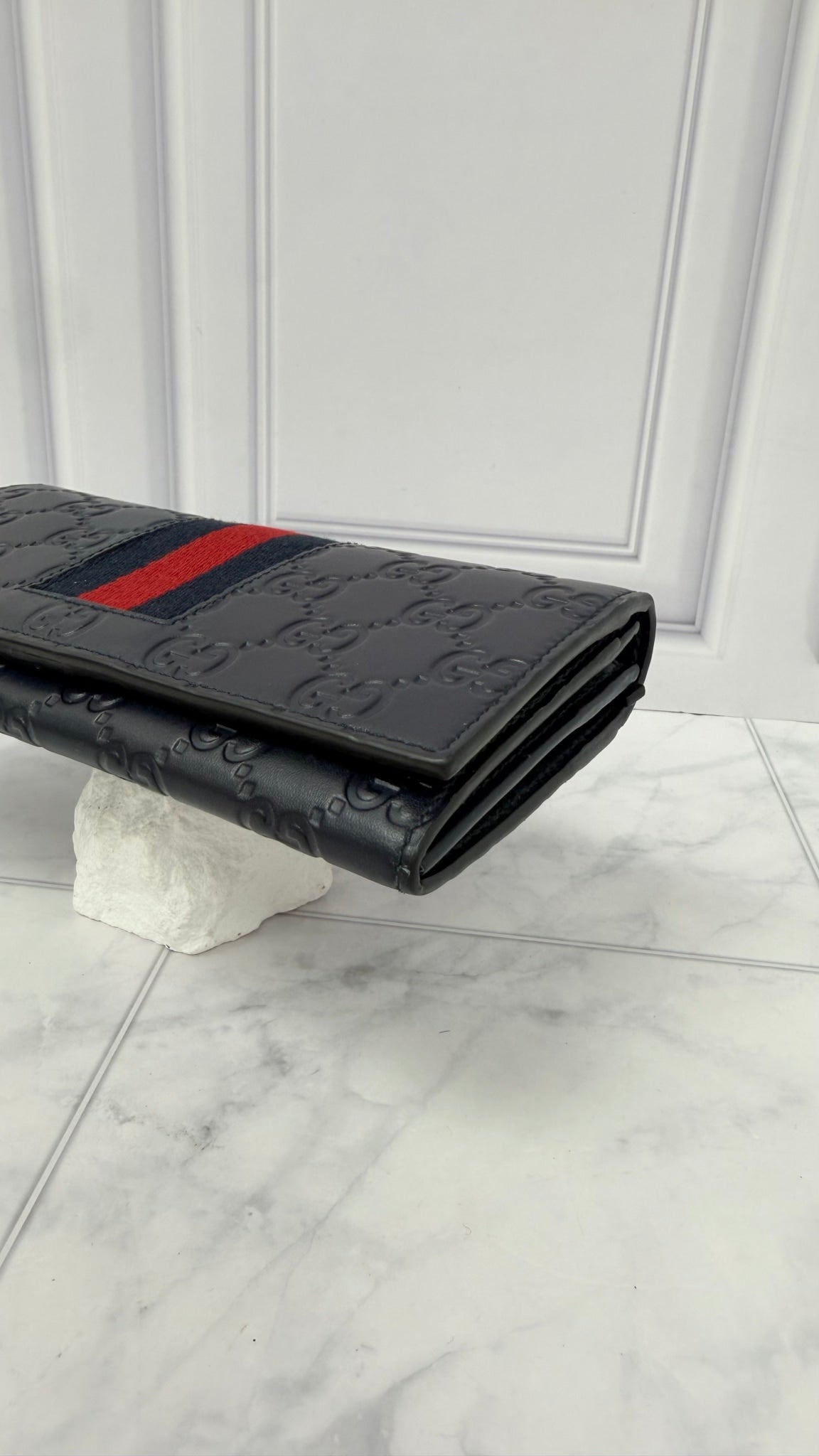 Gucci Navy Blue Guccissima Leather Long Wallet