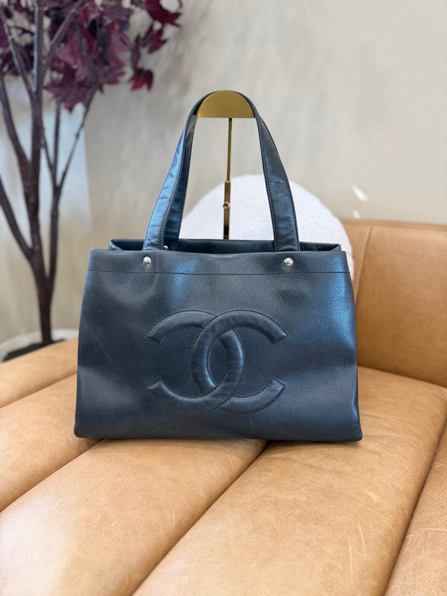 Chanel Black Caviar CC Tote Bag