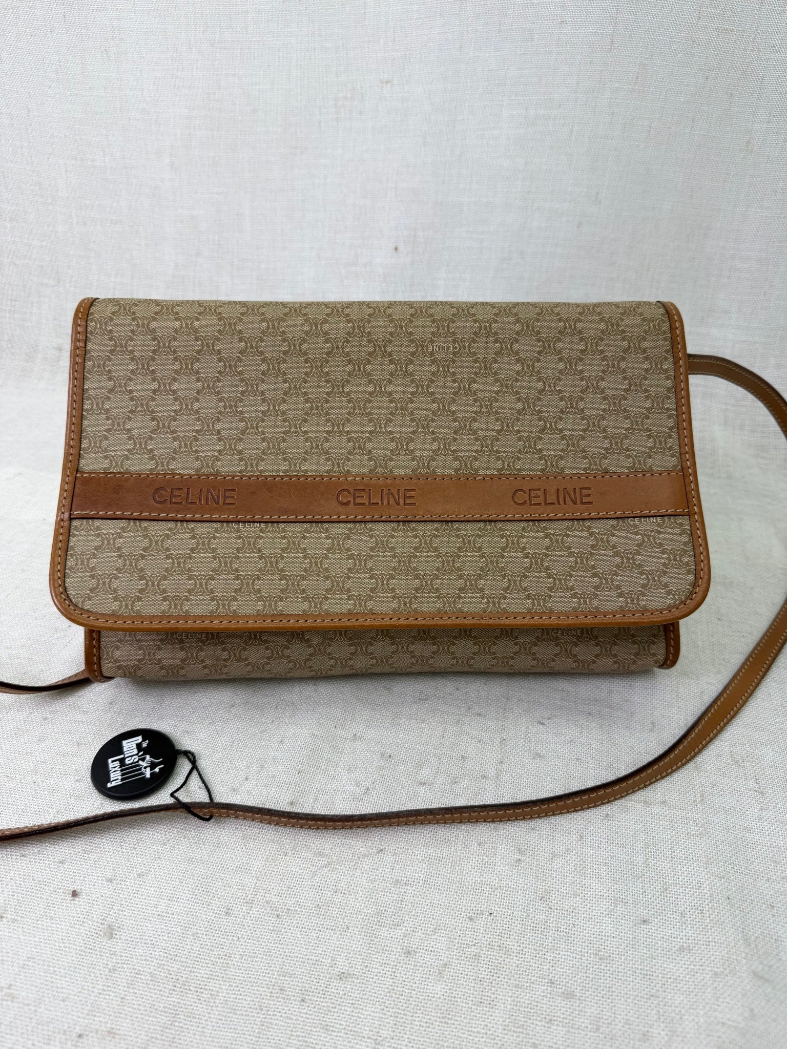 Celine Vintage Macadam Coated Canvas Crossbody Bag