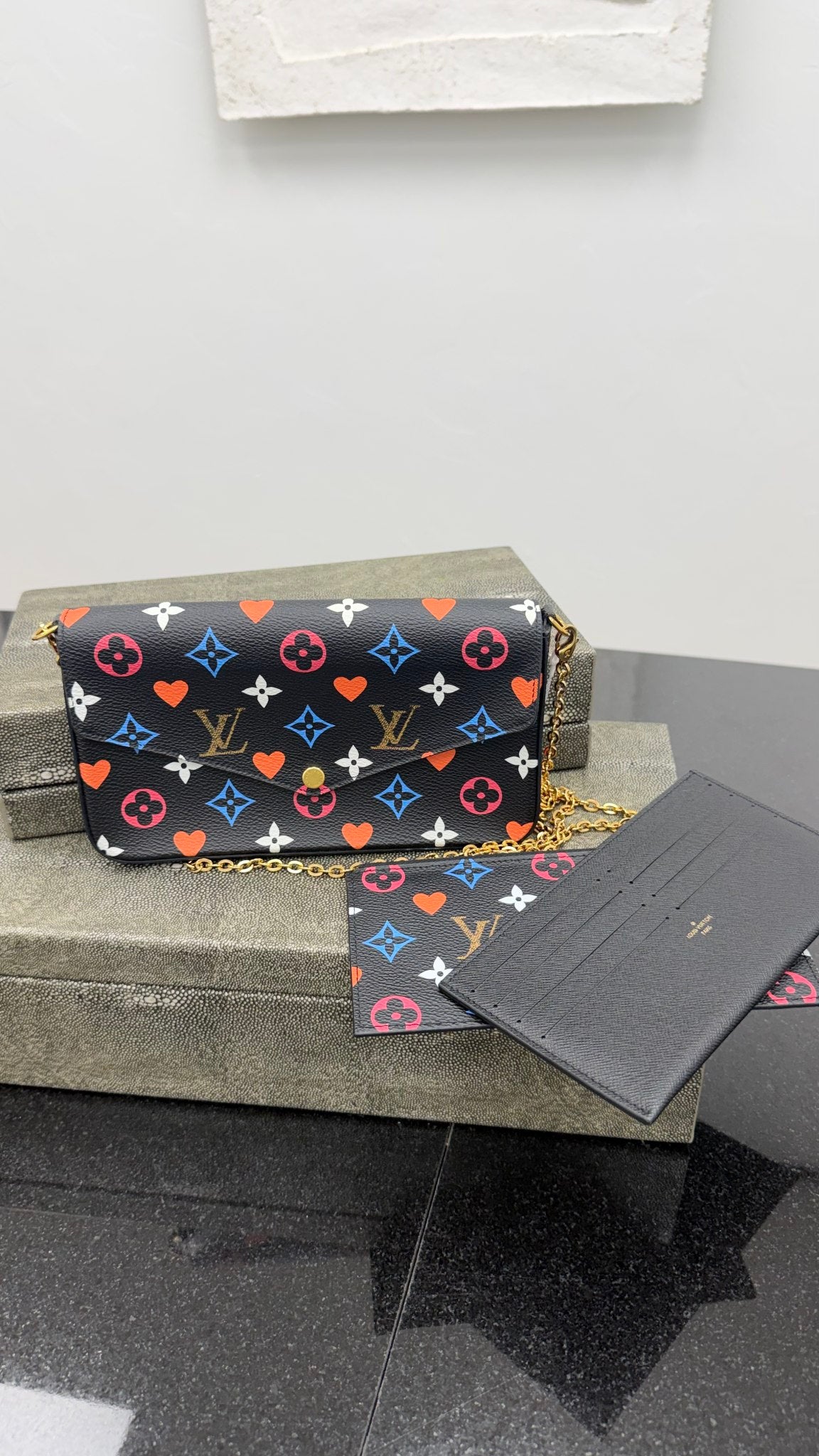 Louis Vuitton Black Multicolor Monogram Game On Pochette Felicie