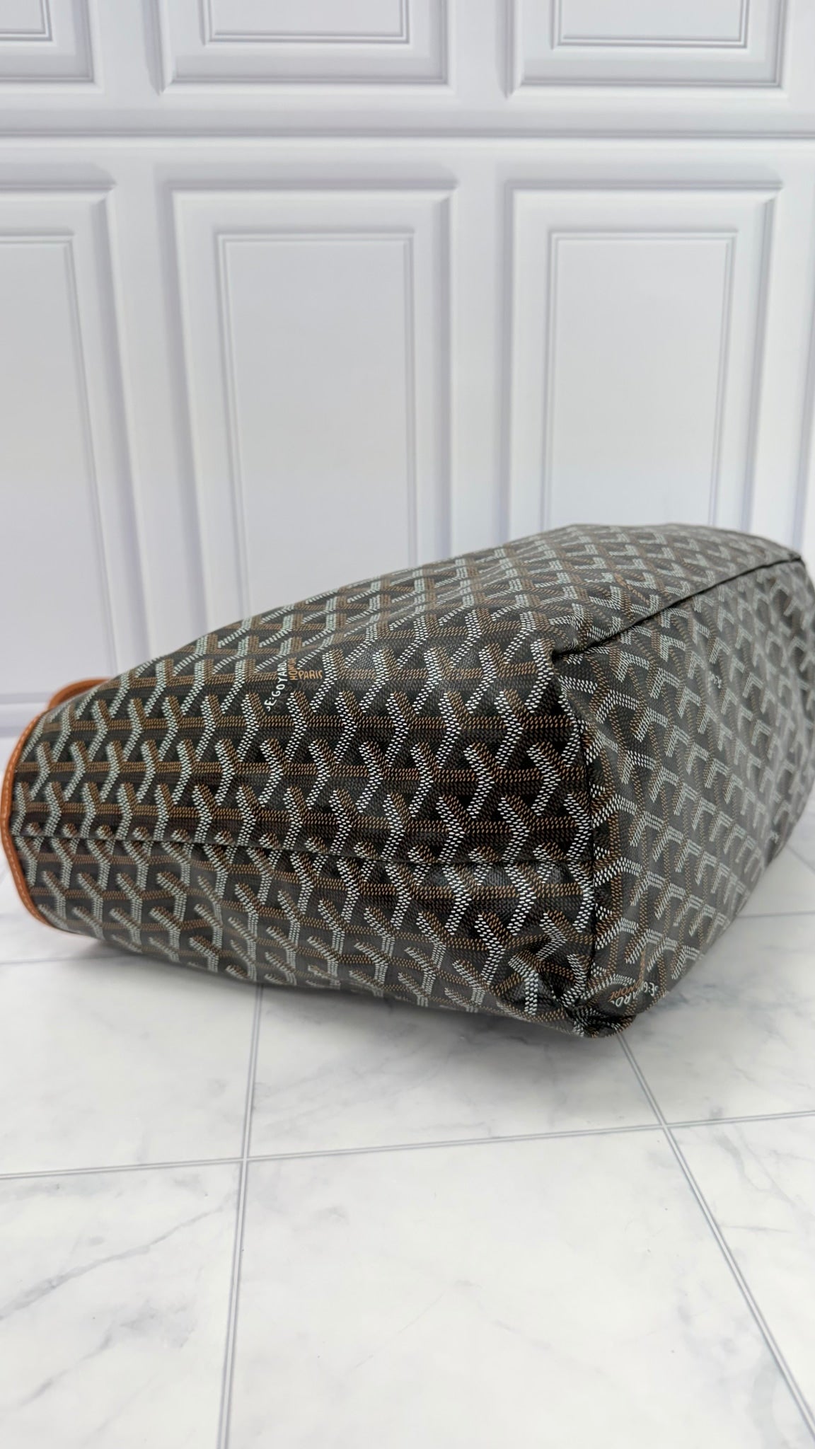 Goyard Brown And Black Goyardine Saint Louis PM Tote Bag 
