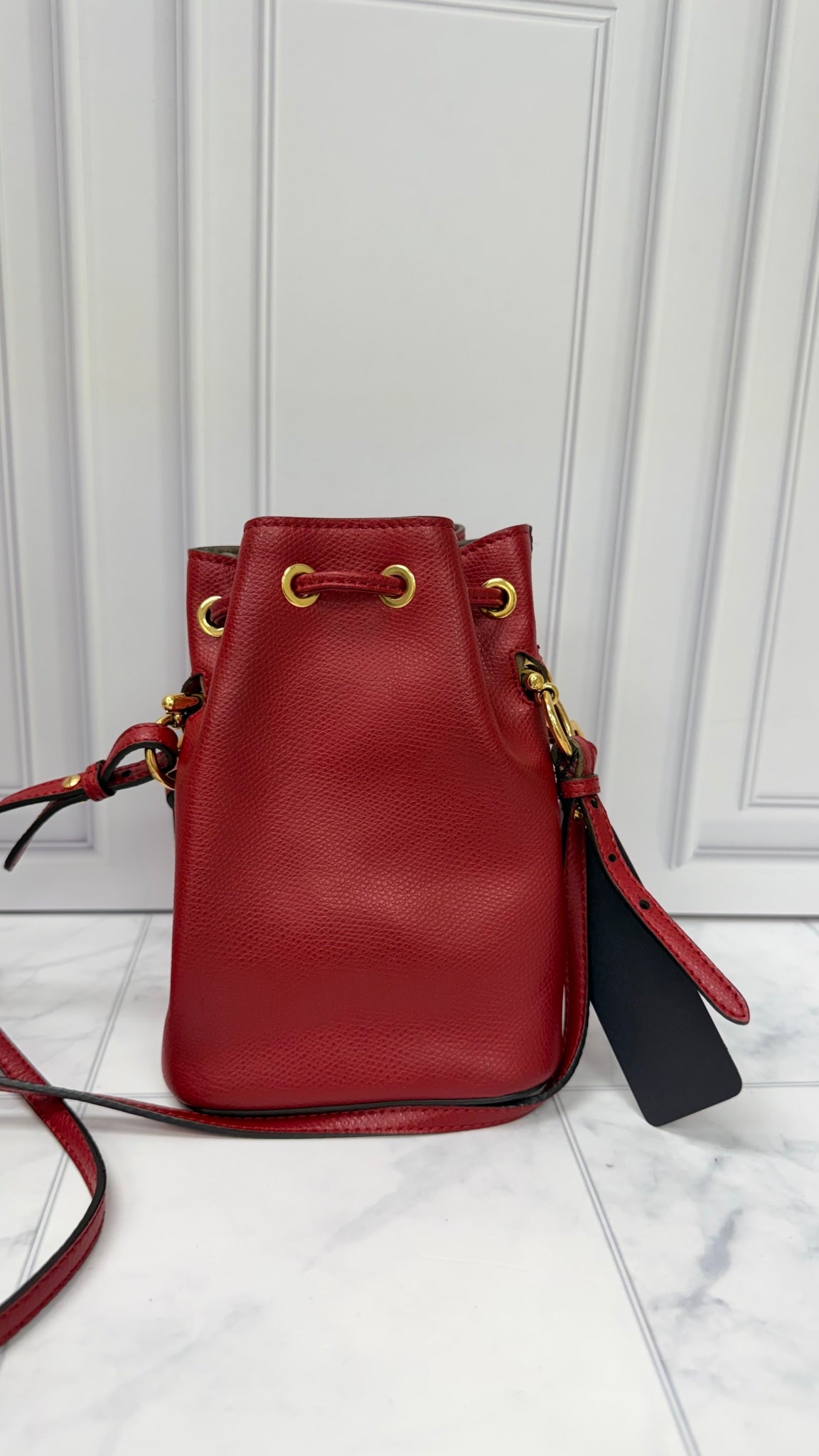 Fendi Red Leather Mini Bucket Bag