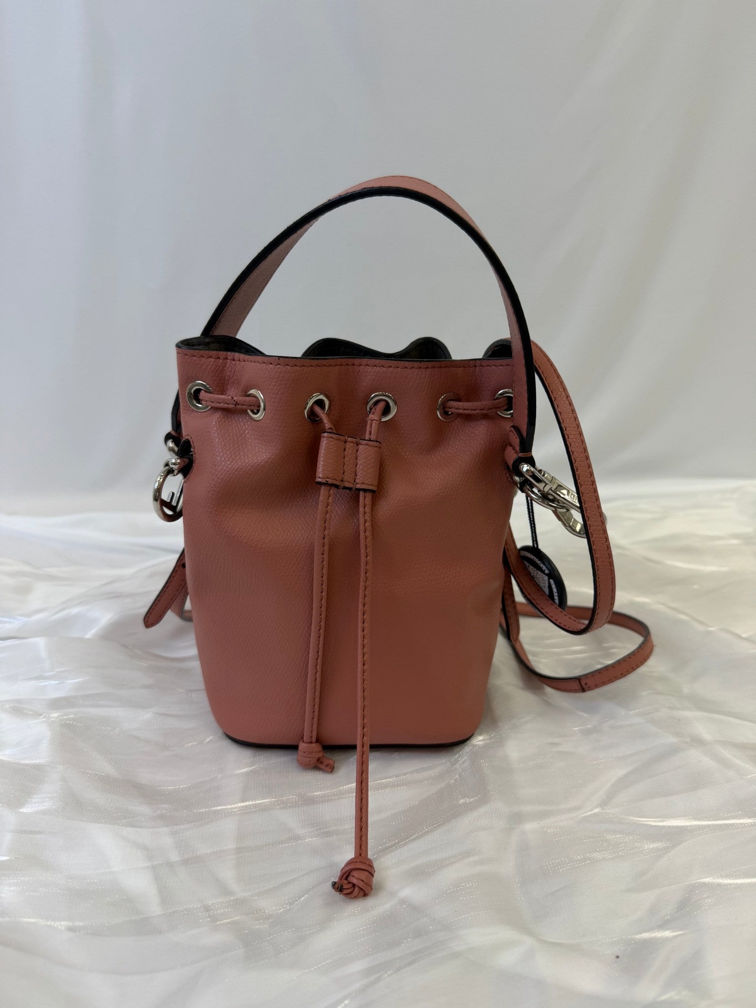 Fendi Peach Leather Mini Tressor Bucket Bag