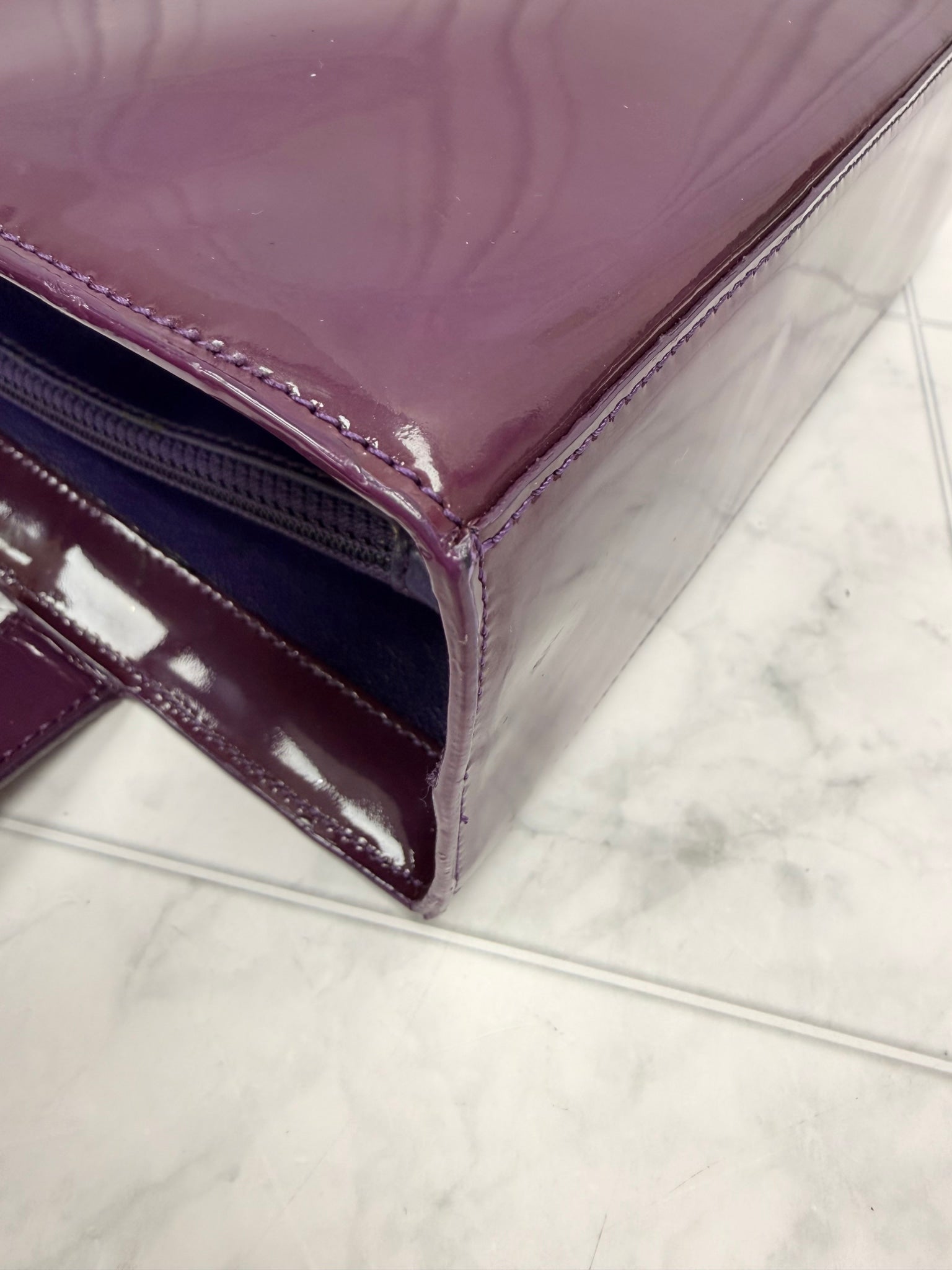 Chanel Purple Patent Leather Shopping Tote 