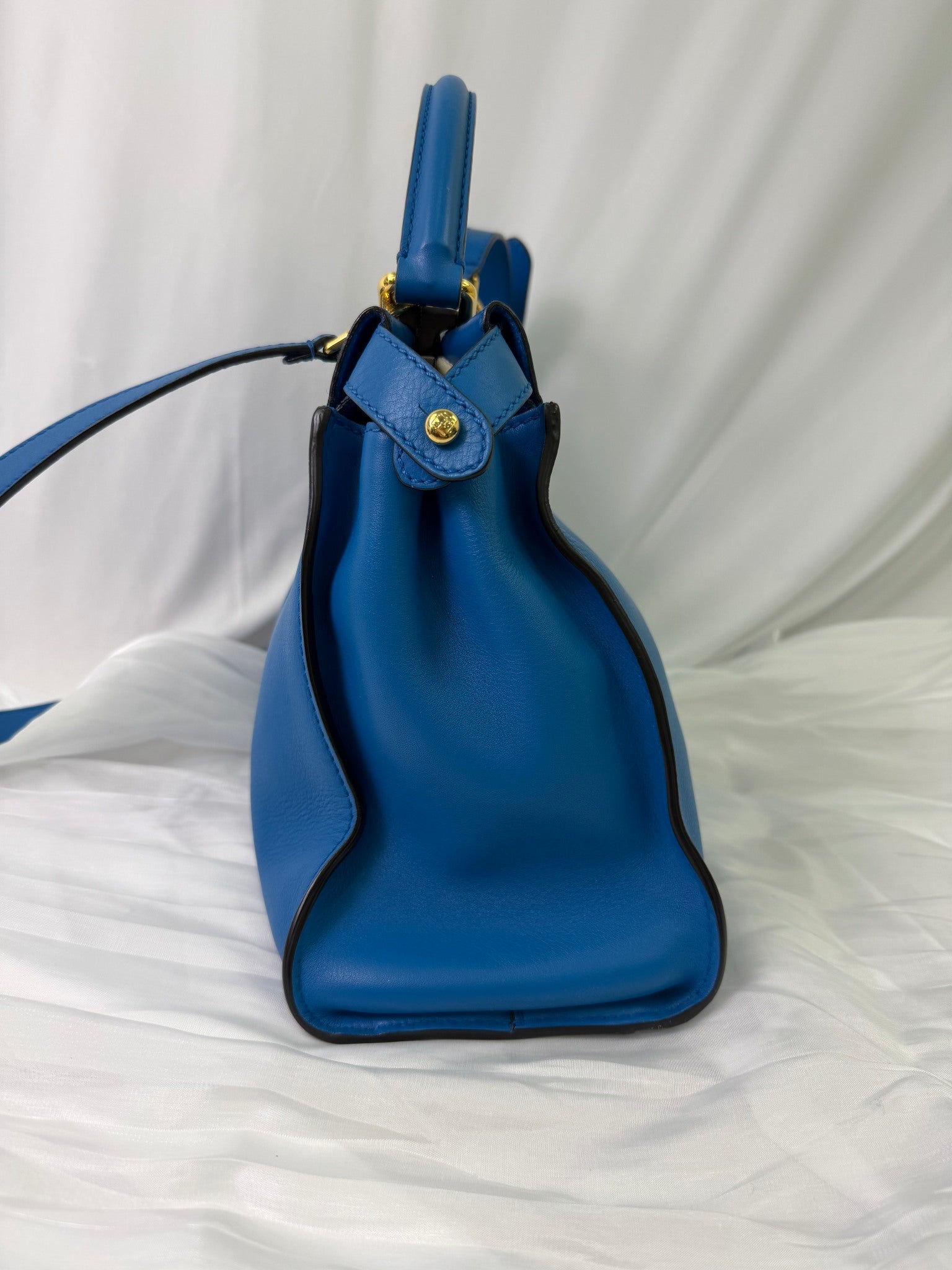 Fendi Blue Leather Peekaboo Two Way Bag